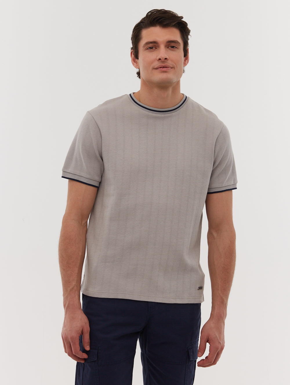 Ernara Grey Tops Textured With Metal Embosed Badge Shot 1