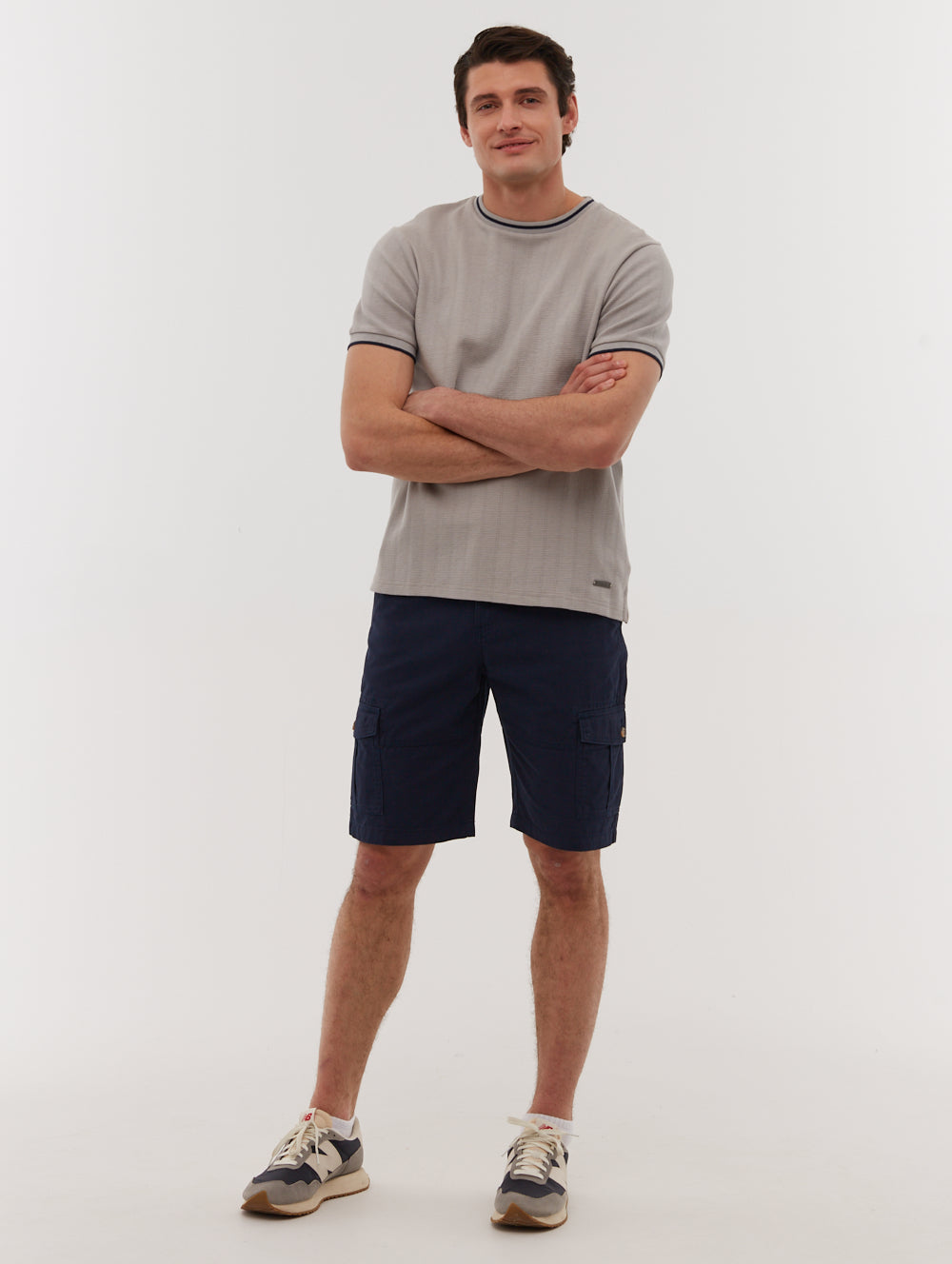 Ernara Grey Tops Textured With Metal Embosed Badge Shot 1