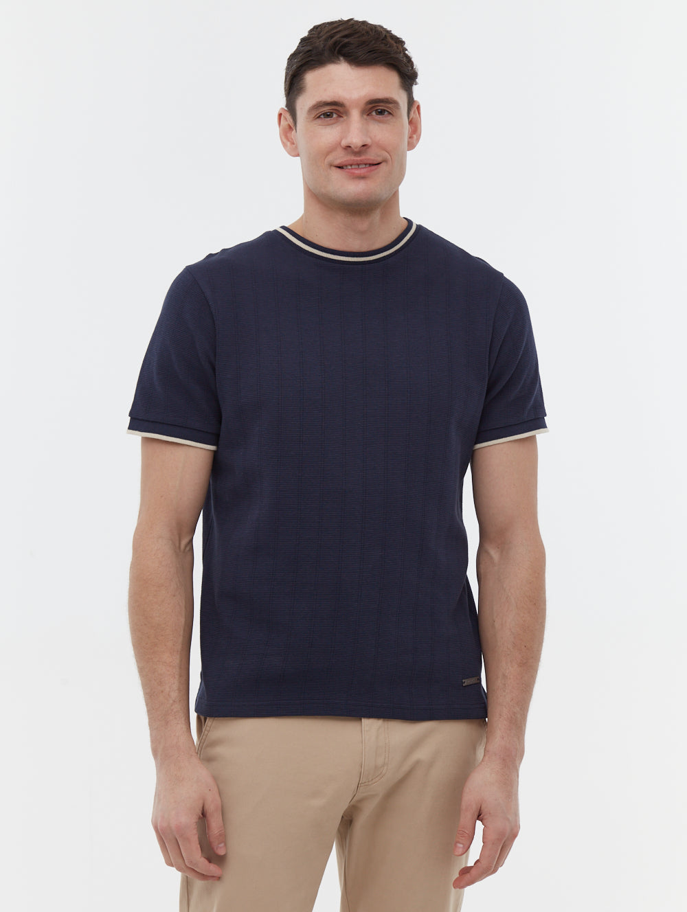Ernara Blue Tops Textured With Metal Embosed Badge Shot 1