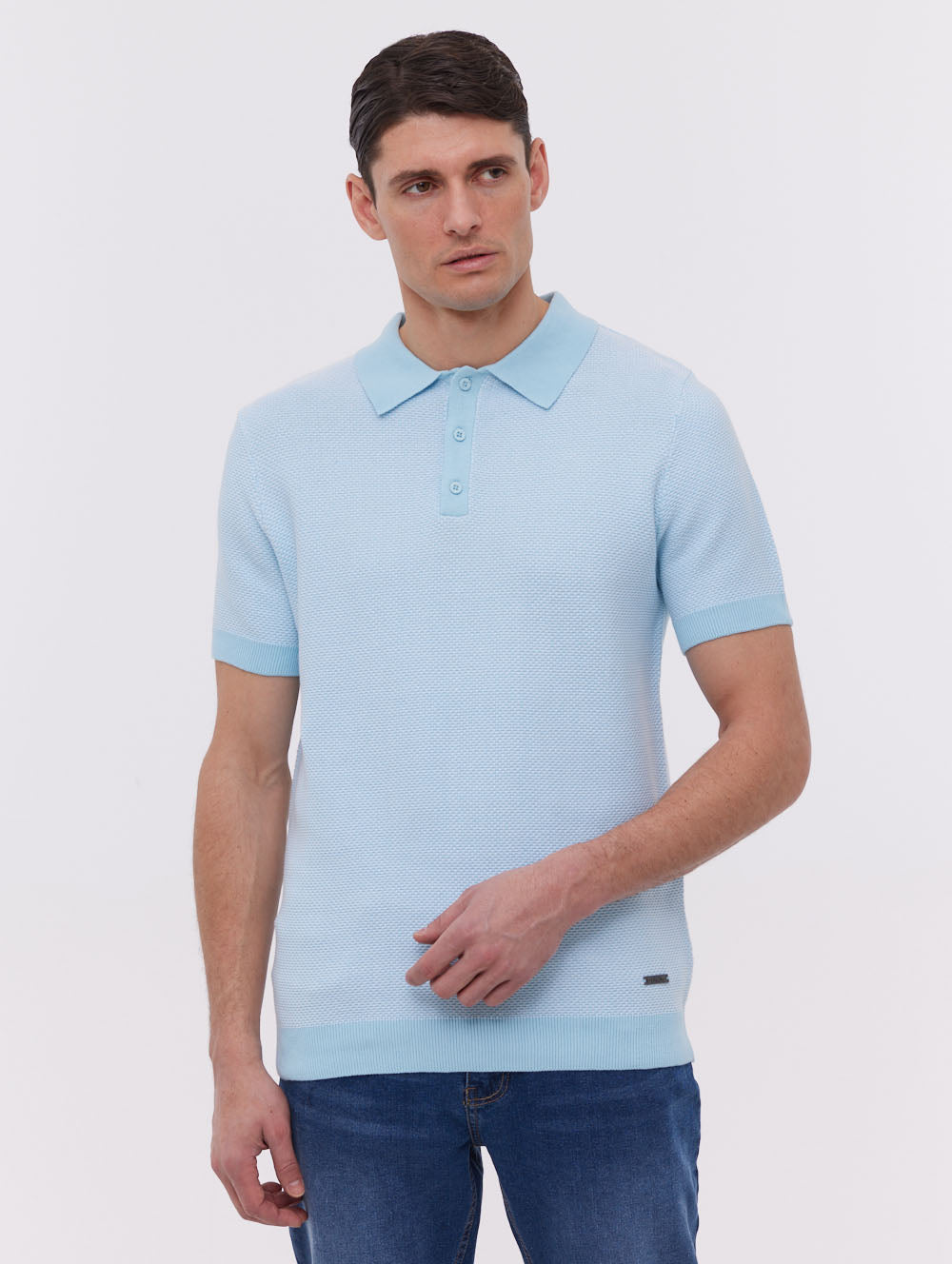 Totti Blue Polos SS Knit with 2 Colour Transfer Shot 1