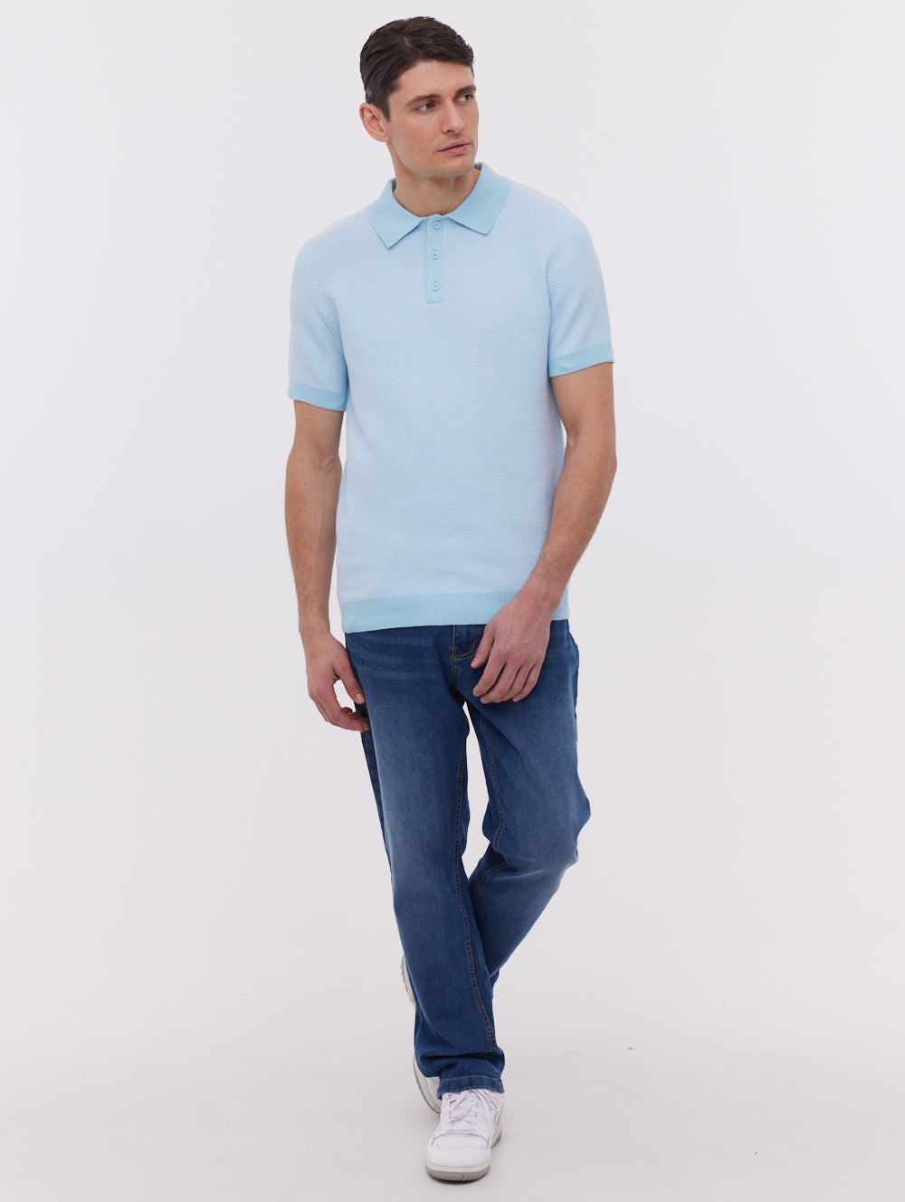 Totti Blue Polos SS Knit with 2 Colour Transfer Shot 1