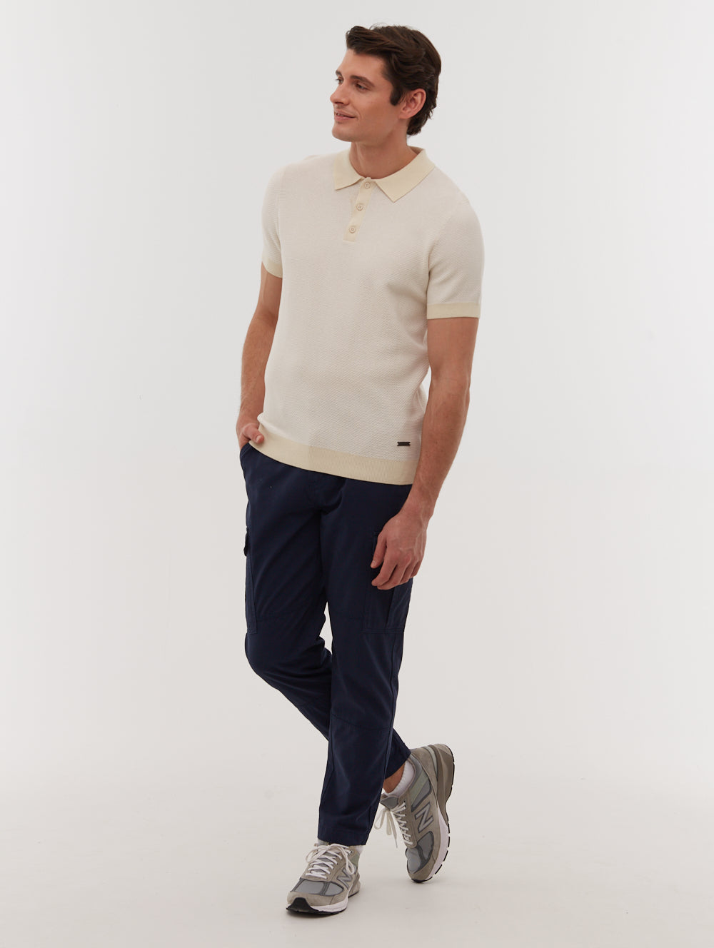 Totti Beige Polos SS Knit with 2 Colour Transfer Shot 1
