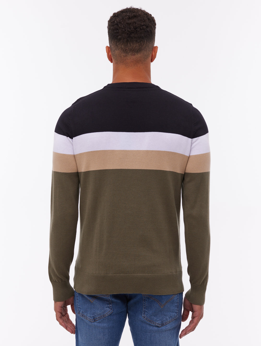 Jayani Green KH001 Knit Crews Striped Colourblock Shot 3
