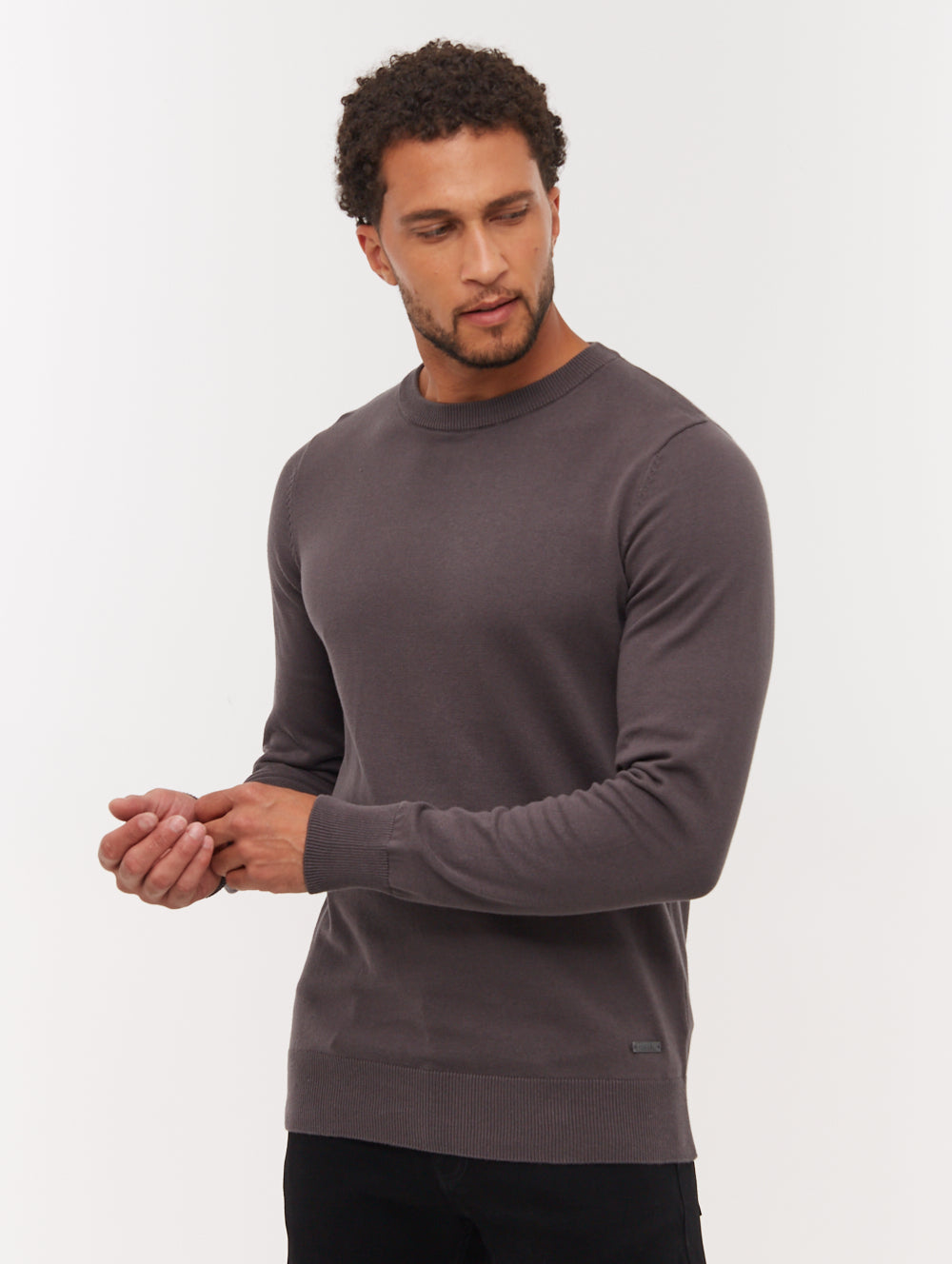 Vietro Grey GY028 Knit Crews Fine Gauge Shot 1