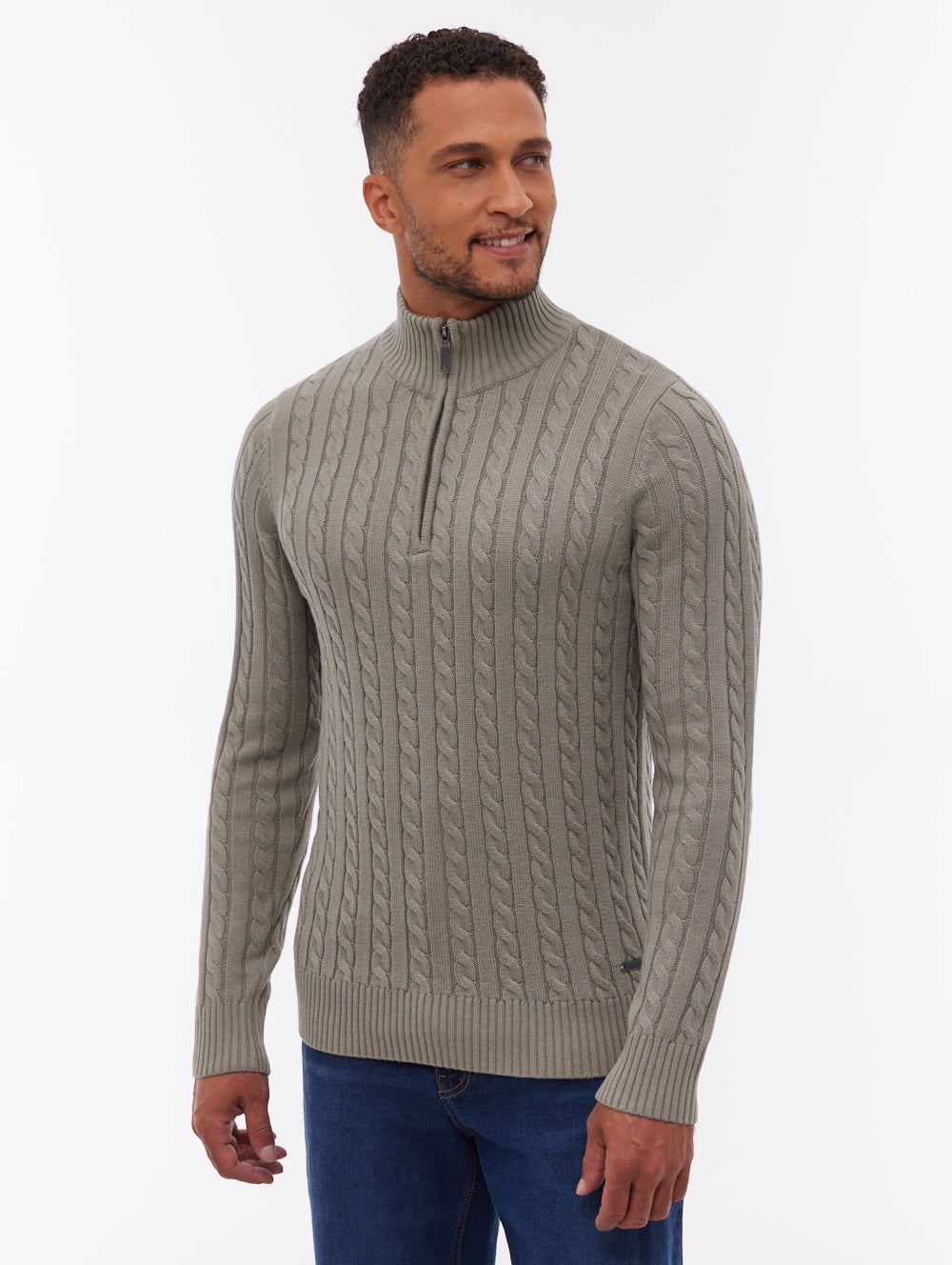 Rasola Green GR006 Knit 1/4 Zips Cable 7 Gauge Shot 1