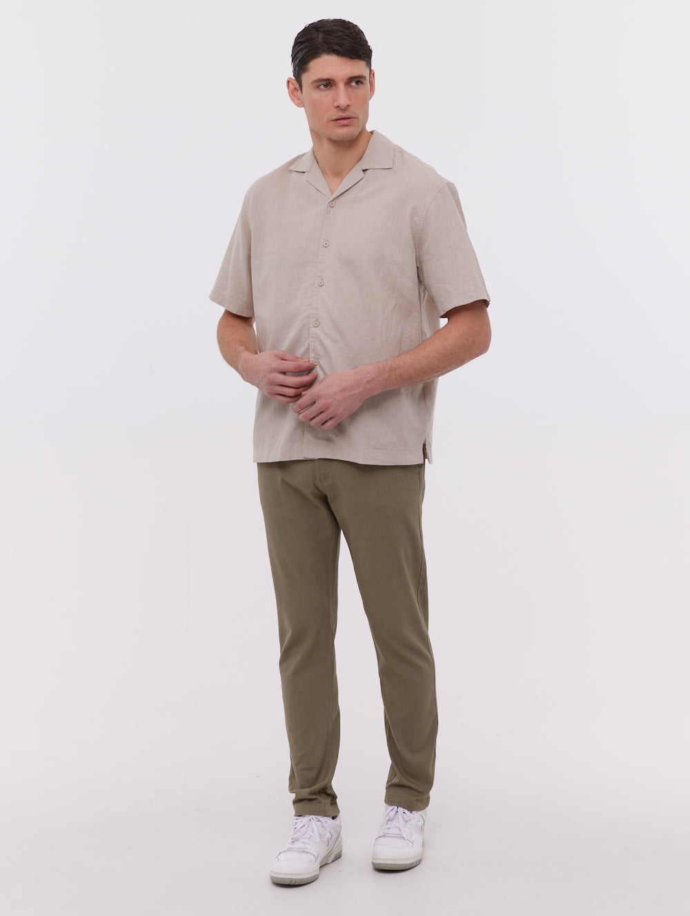Auxin Beige Shirts SS Linen Shot 1