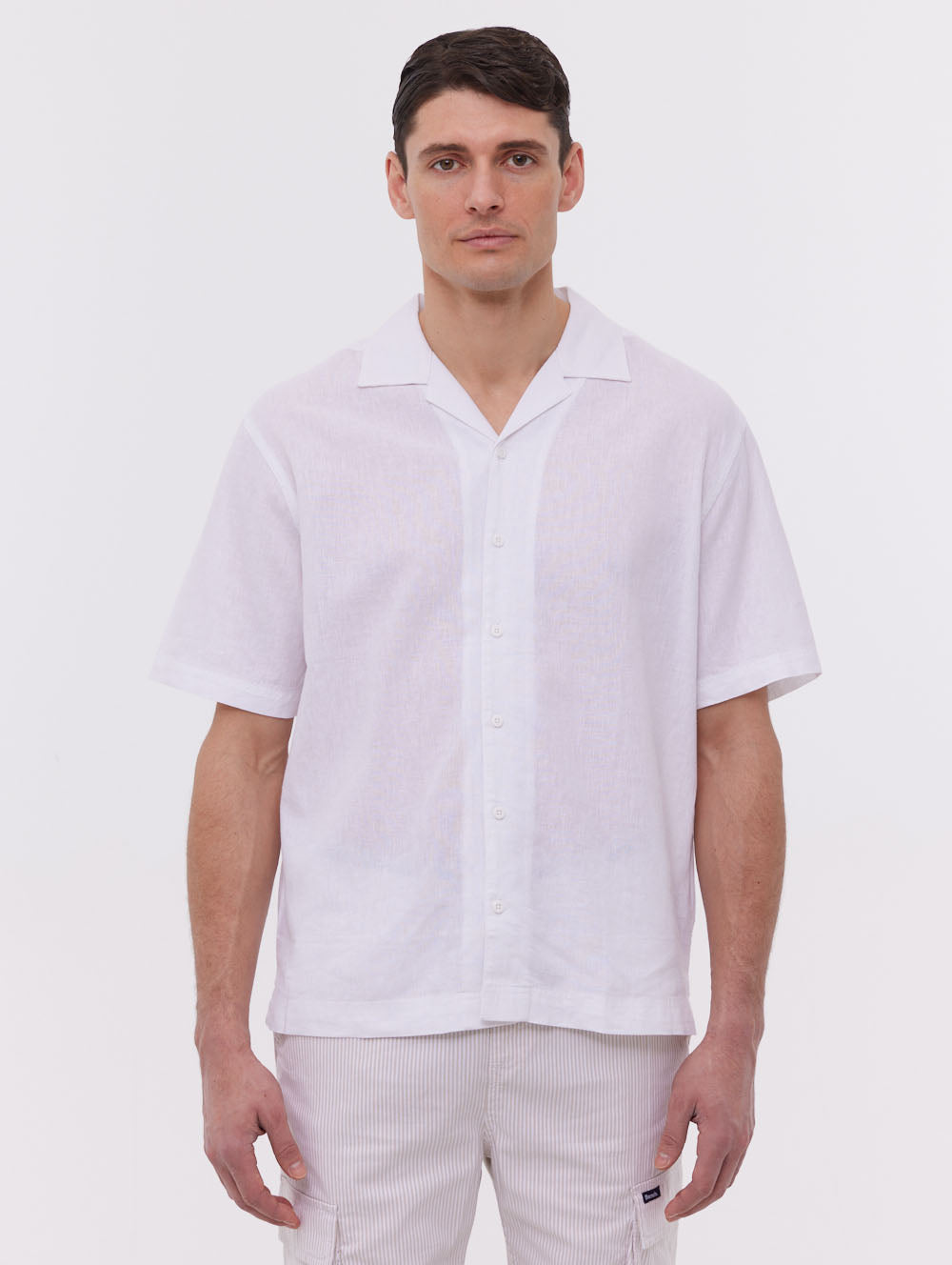 Auxin White Shirts SS Linen Shot 1