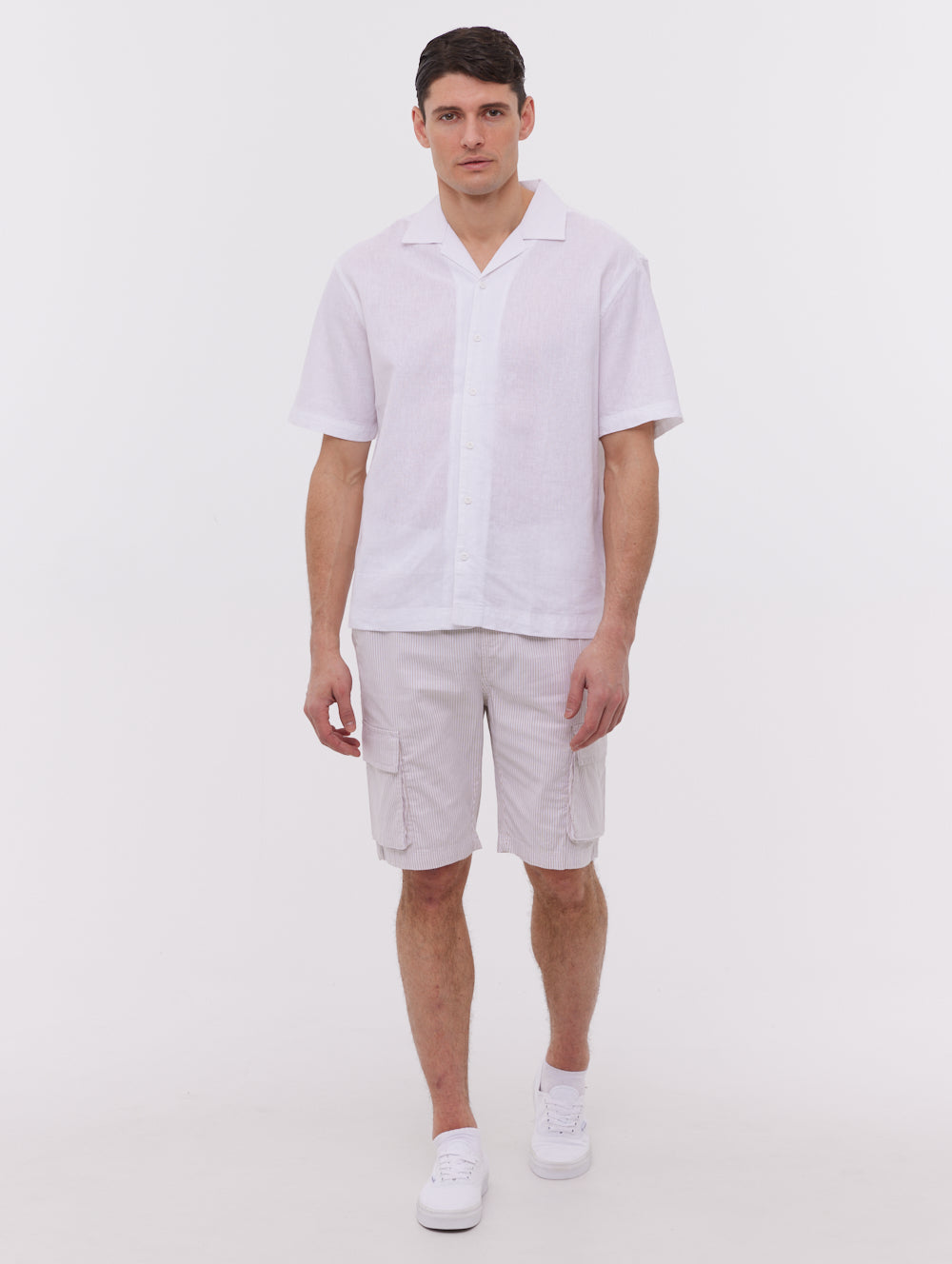 Auxin White Shirts SS Linen Shot 1