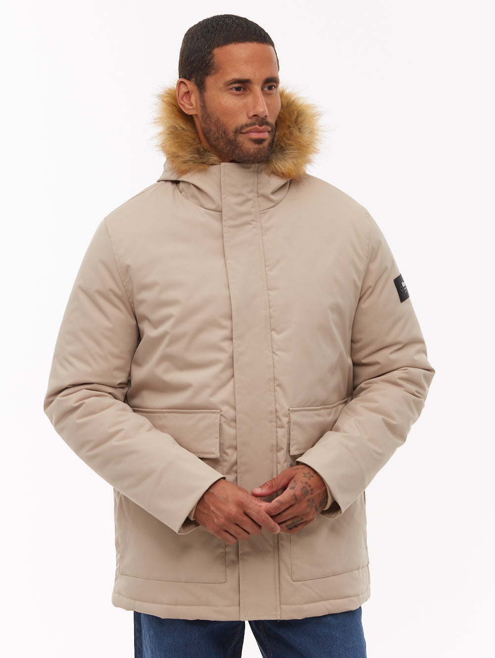 Jarryl Beige ST036 Outerwear Parkas Shot 1