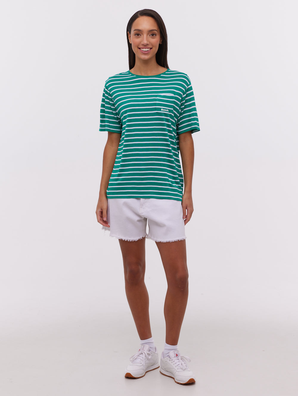 Nouria Green GR020 Tops SS Striped Shot 1