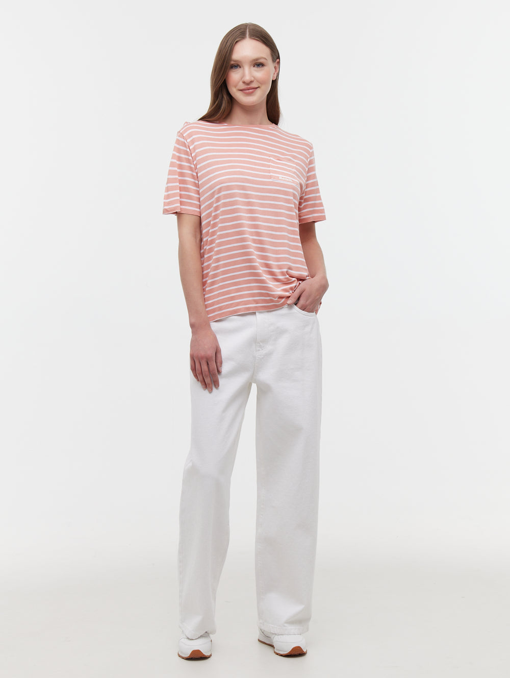 Nouria Pink OR126 Tops SS Striped Shot 1