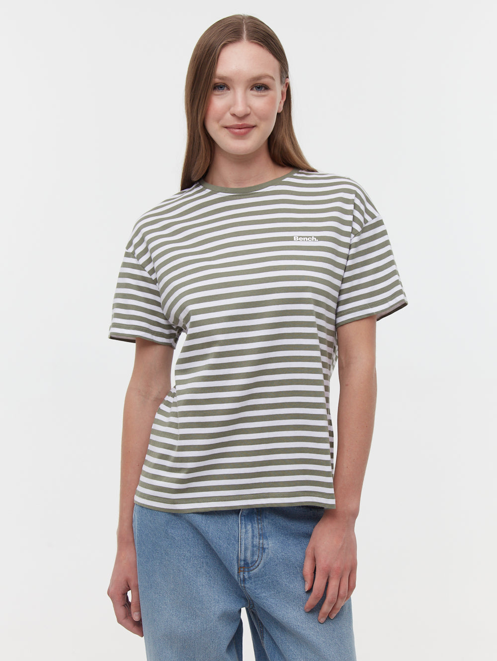 Aife Green Tops SS Striped Shot 1