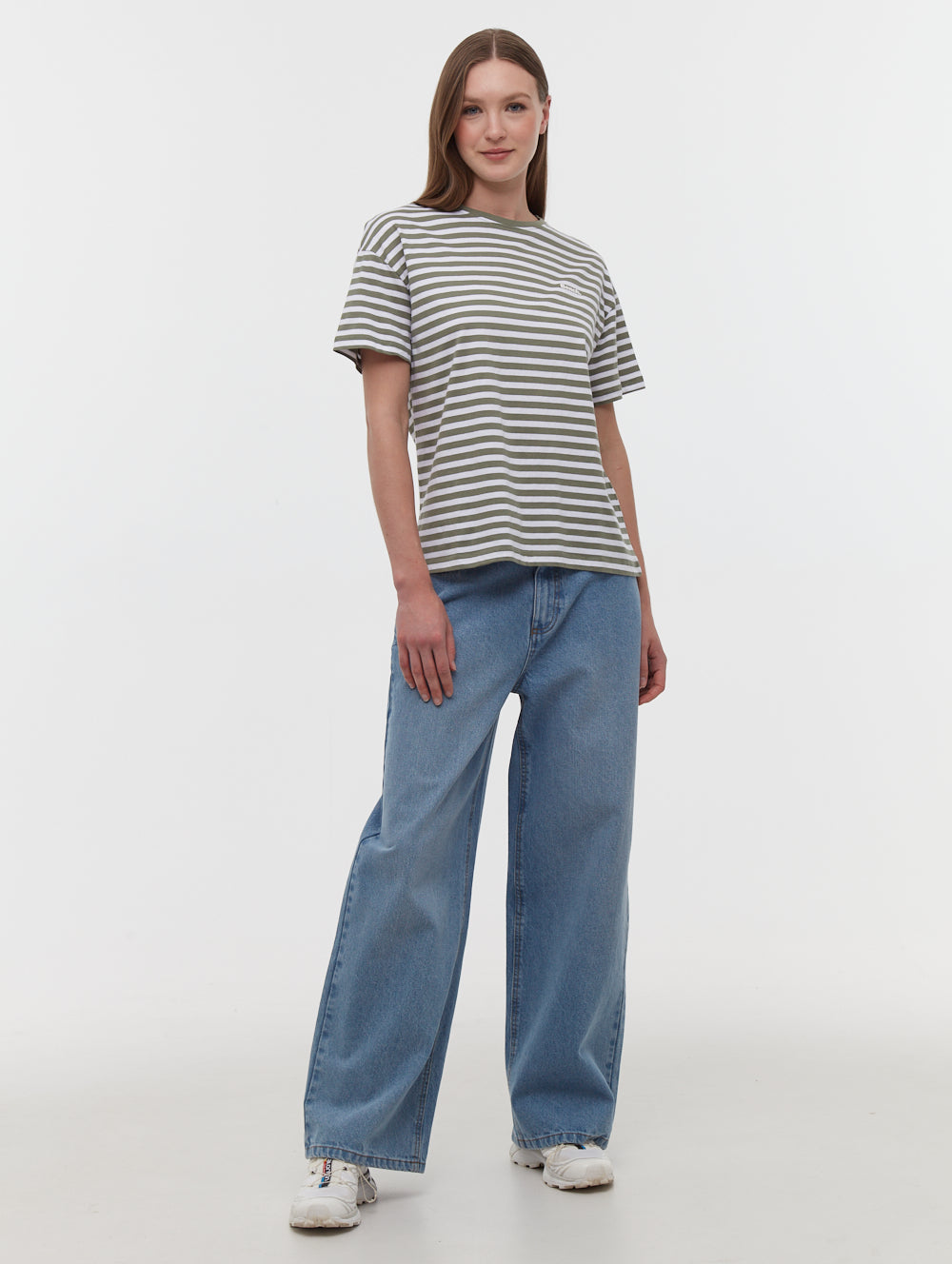 Aife Green Tops SS Striped Shot 1