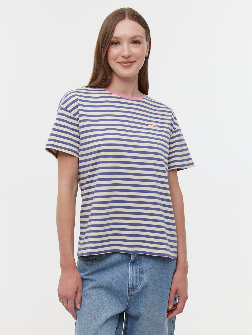 Aife Blue NY001 Tops SS Striped Shot 1