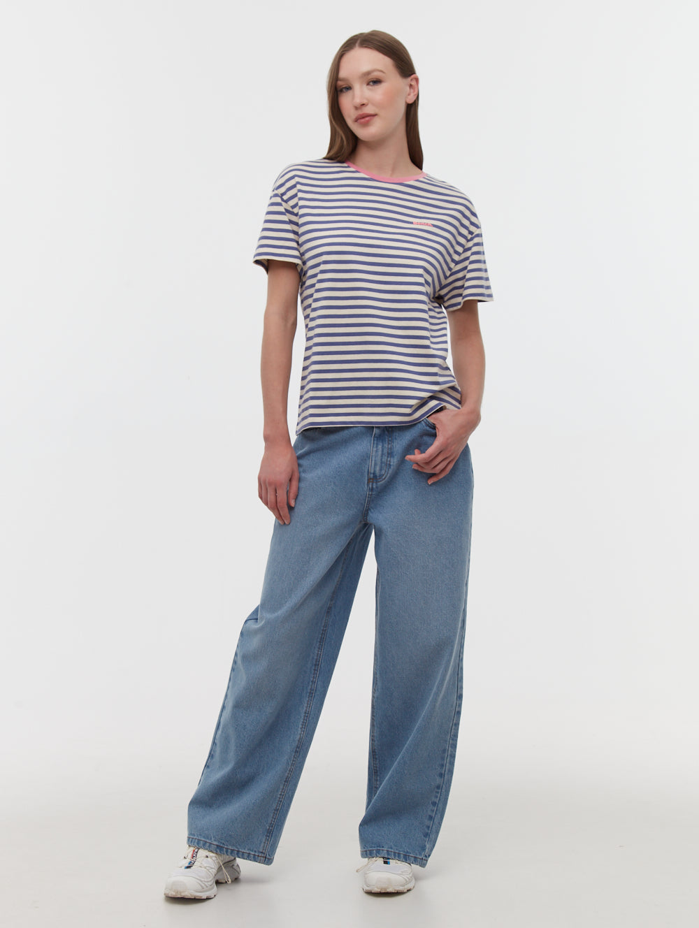 Aife Blue NY001 Tops SS Striped Shot 1