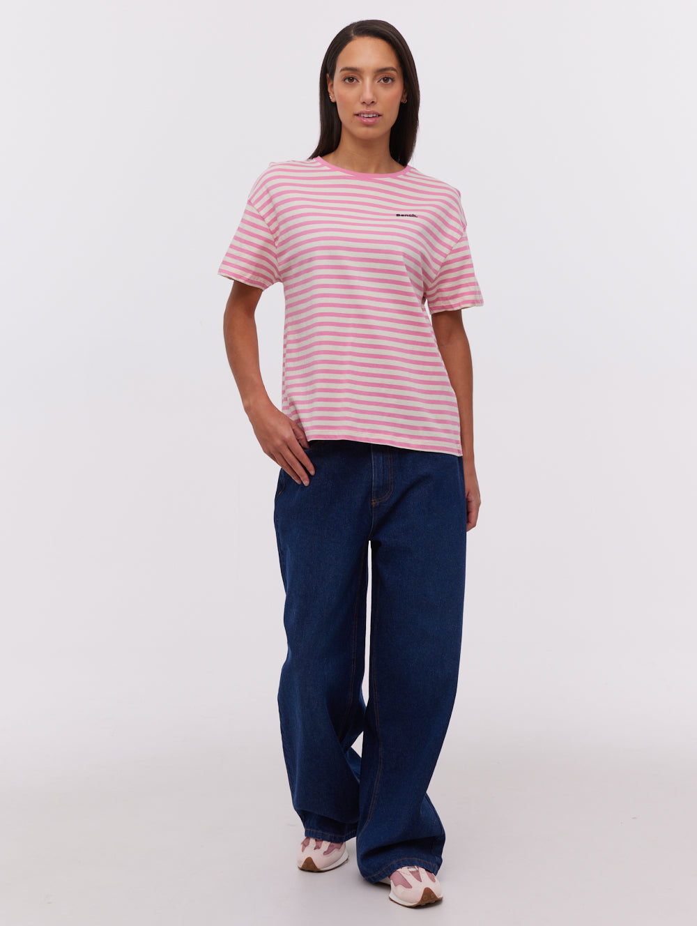 Aife Pink Tops SS Striped Shot 1