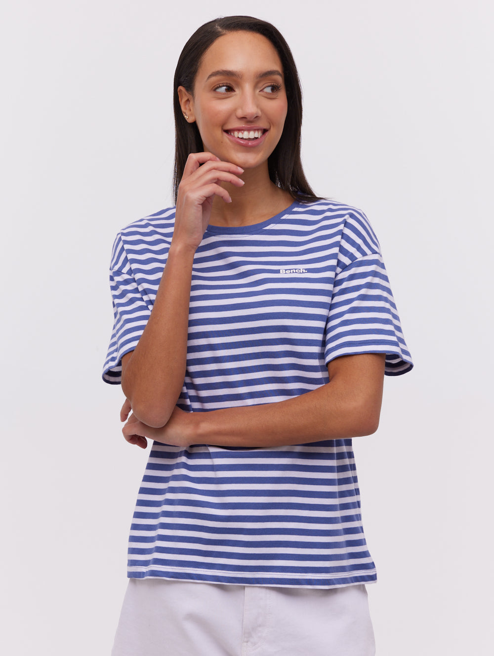 Aife Blue SK009 Tops SS Striped Shot 1