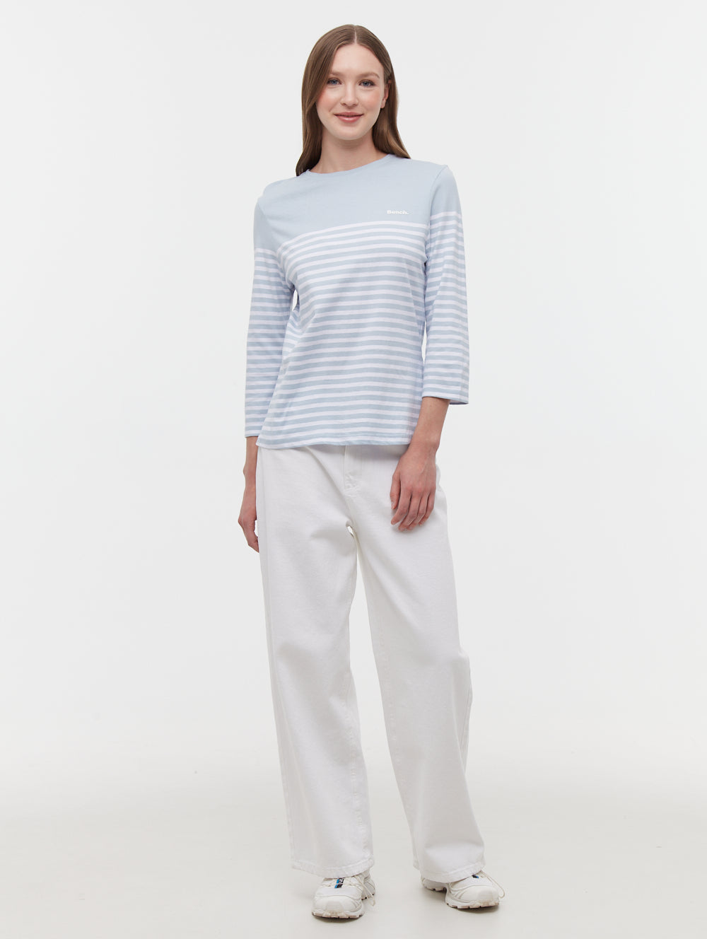 Arian Blue SK011 Tops LS Striped Colourblock Shot 1