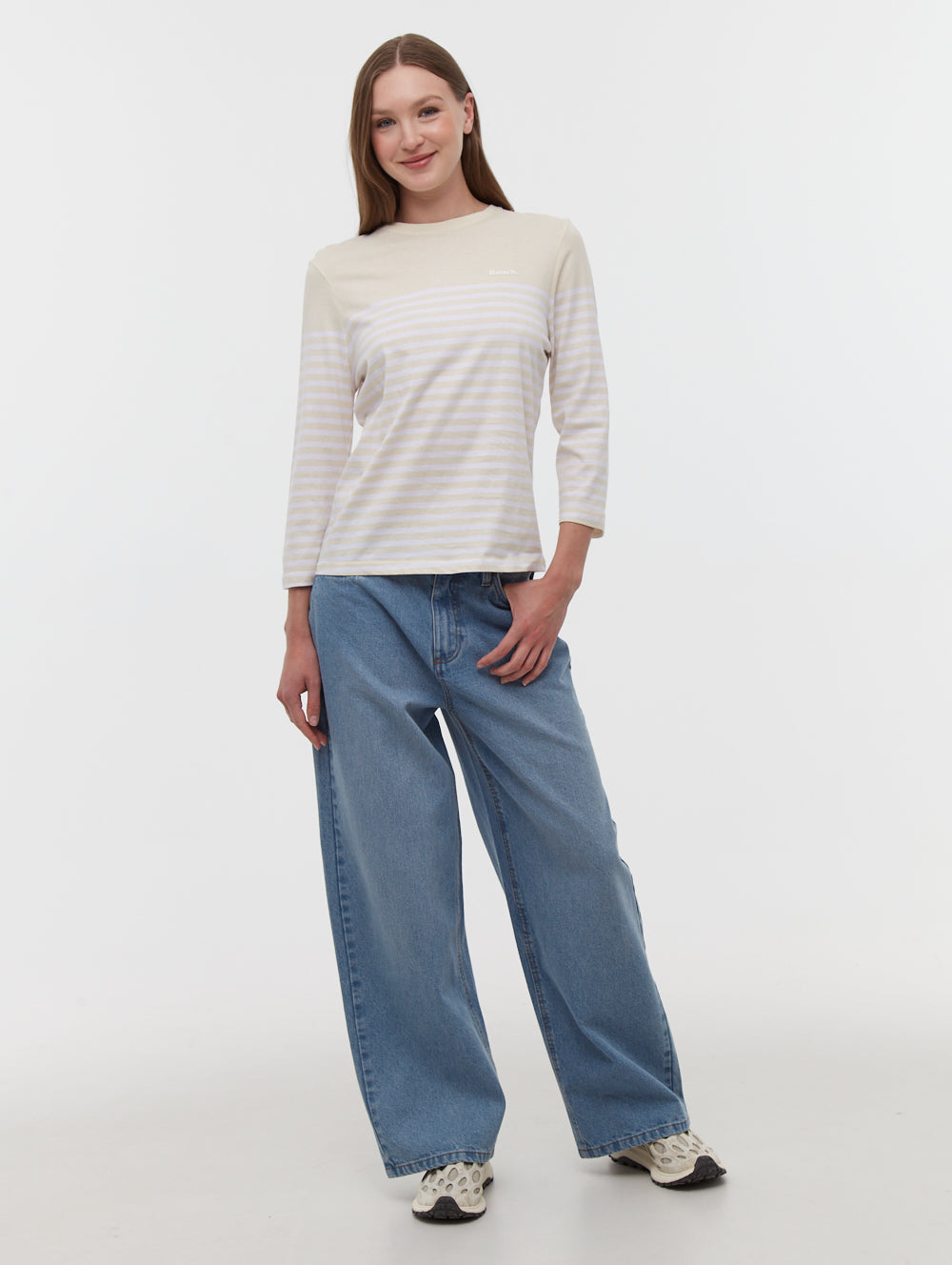 Arian Grey Tops LS Striped Colourblock Shot 1