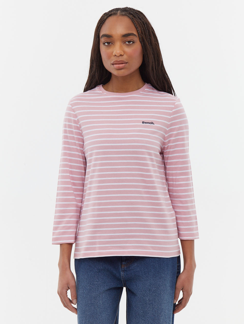 Lesedi Pink Tops LS Striped Shot 1