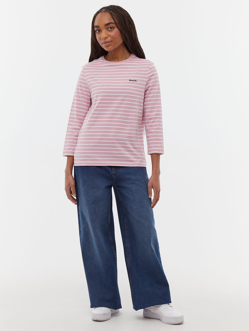 Lesedi Pink Tops LS Striped Shot 1