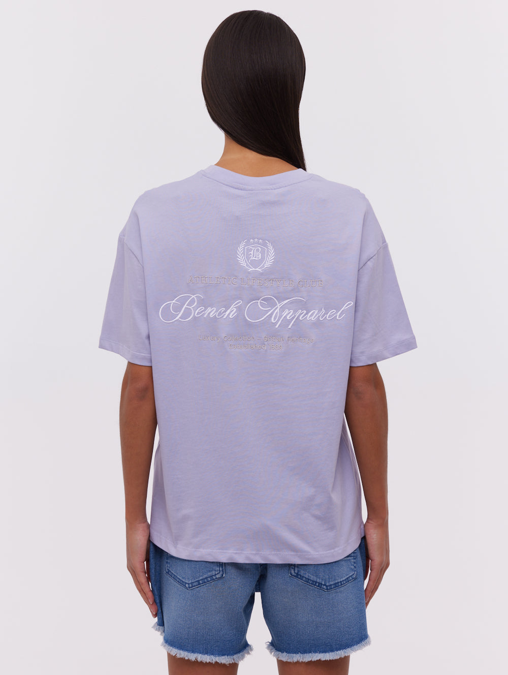 Taja Purple Tees SS Oversized Embroidery Front Back Shot 1