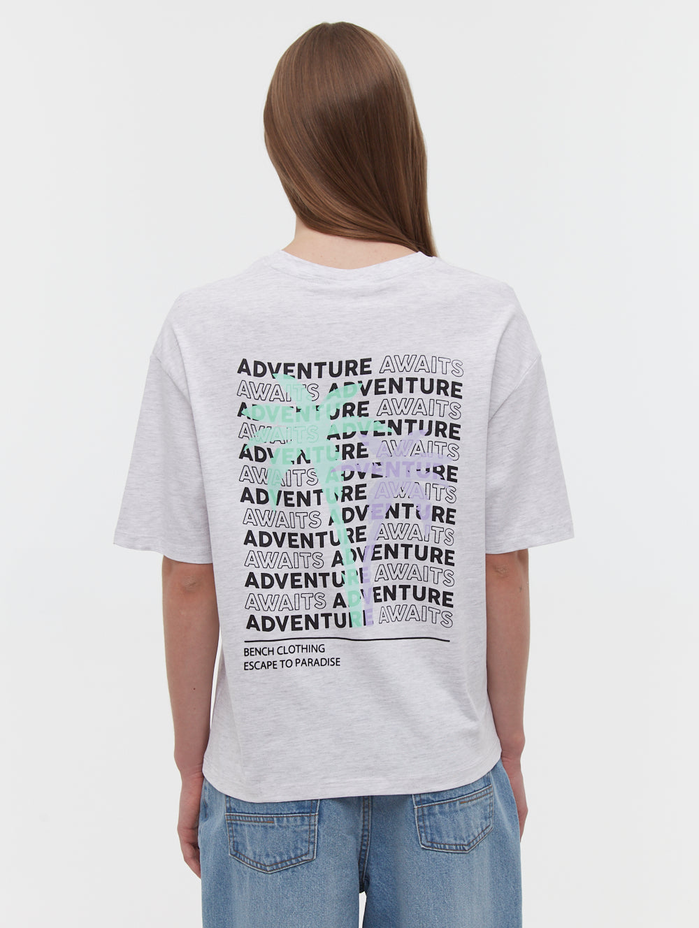 Savita Grey Tees SS Oversized Graphic Front Back Shot 1