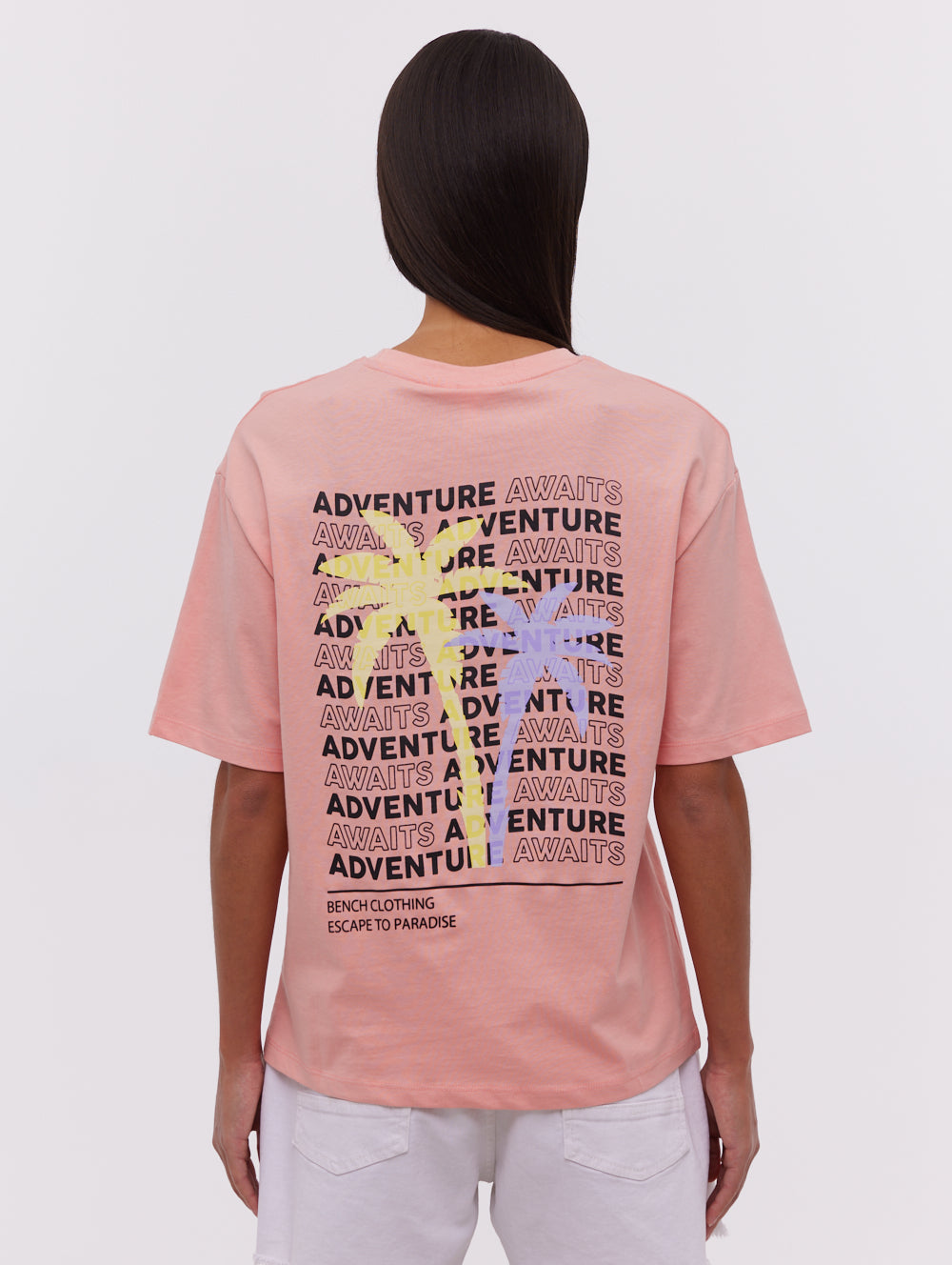 Savita Pink Tees SS Oversized Graphic Front Back Shot 1