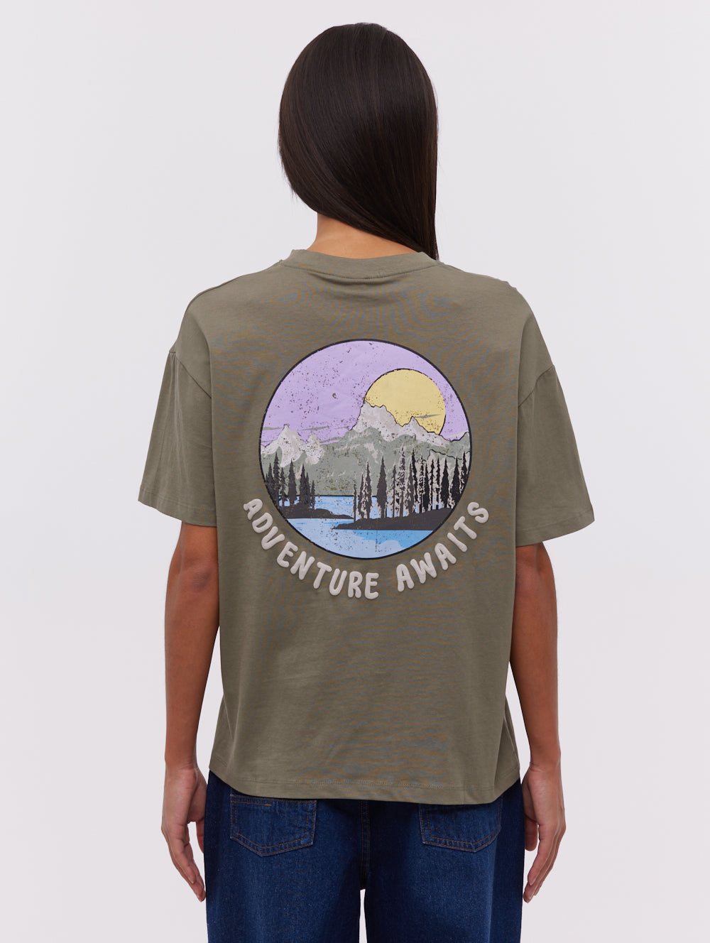 Pheena Green Tees SS Oversized Graphic Front Back Shot 1