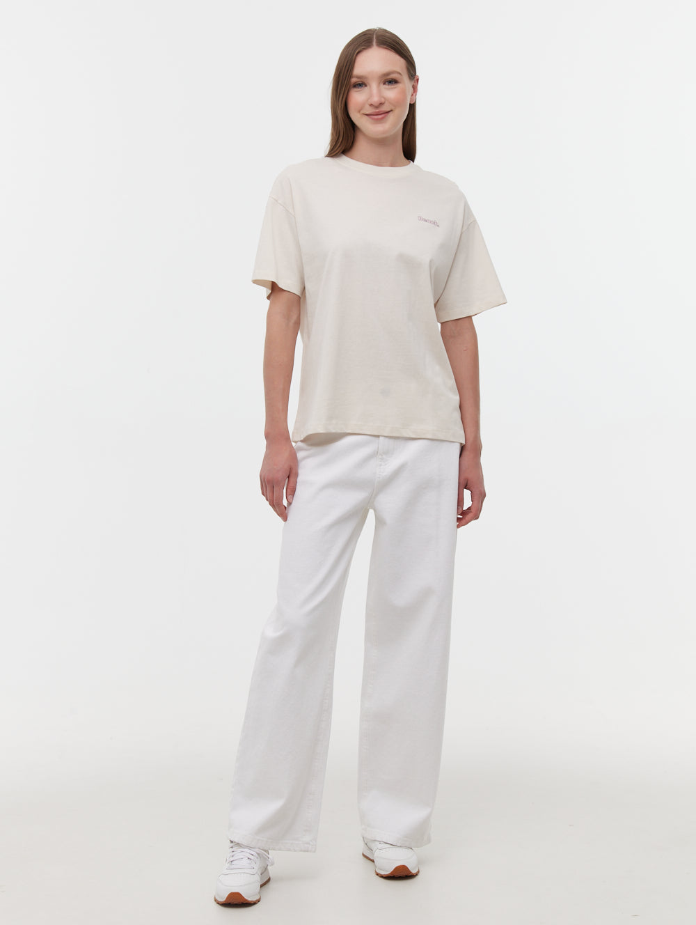 Pheena White Tees SS Oversized Graphic Front Back Shot 1