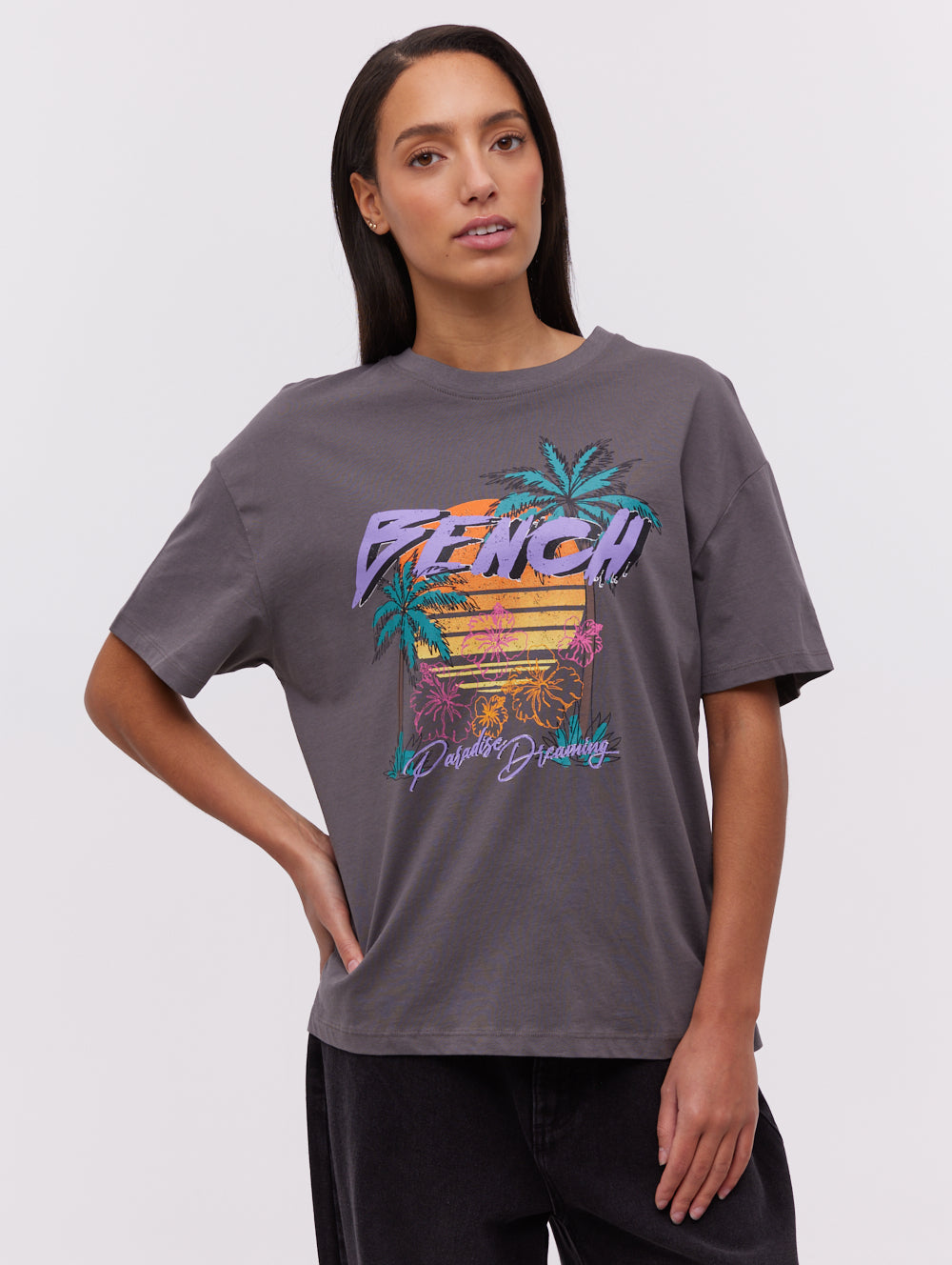 Salome Grey Tees SS Oversized Graphic Shot 1
