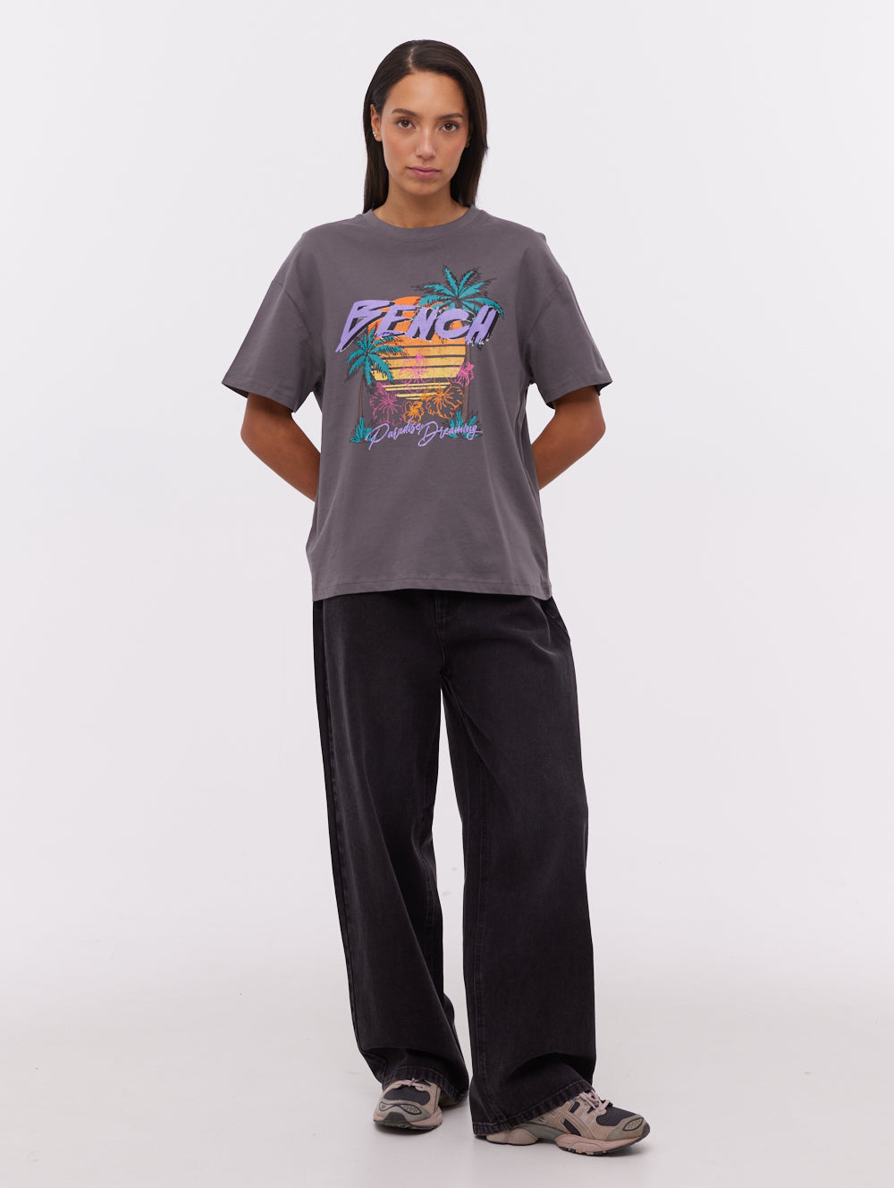 Salome Grey Tees SS Oversized Graphic Shot 1