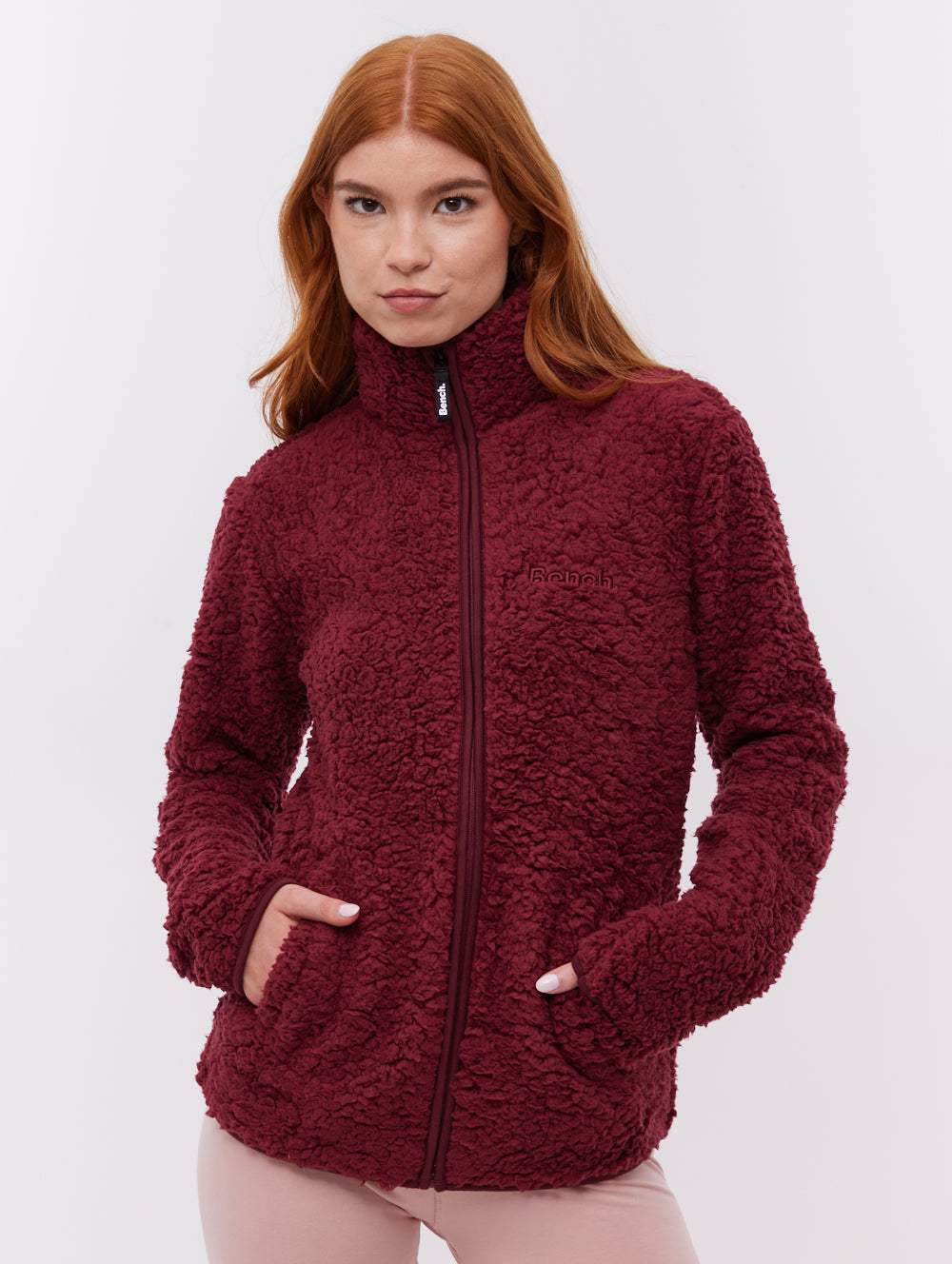 Klea Fleece Funnel Zip-Up - Red