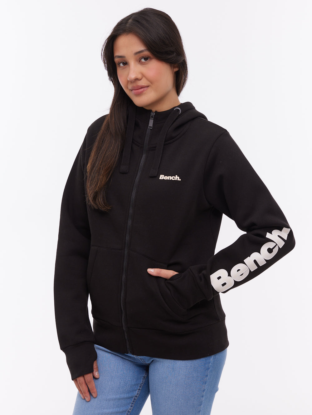 Darcine Zip-Up Hoodie with Sleeve Logo