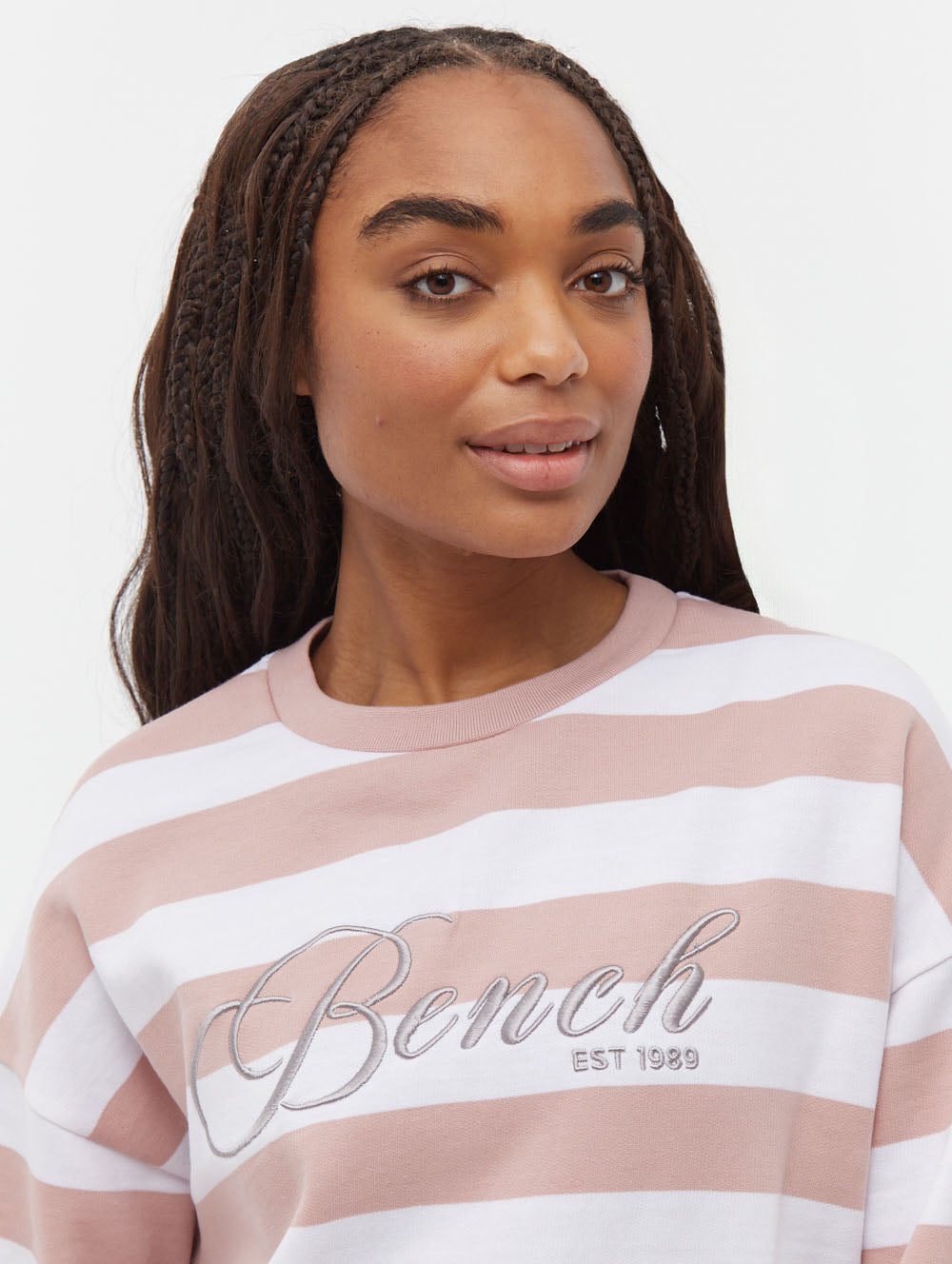 Hanneli Striped Crew Neck Sweatshirt