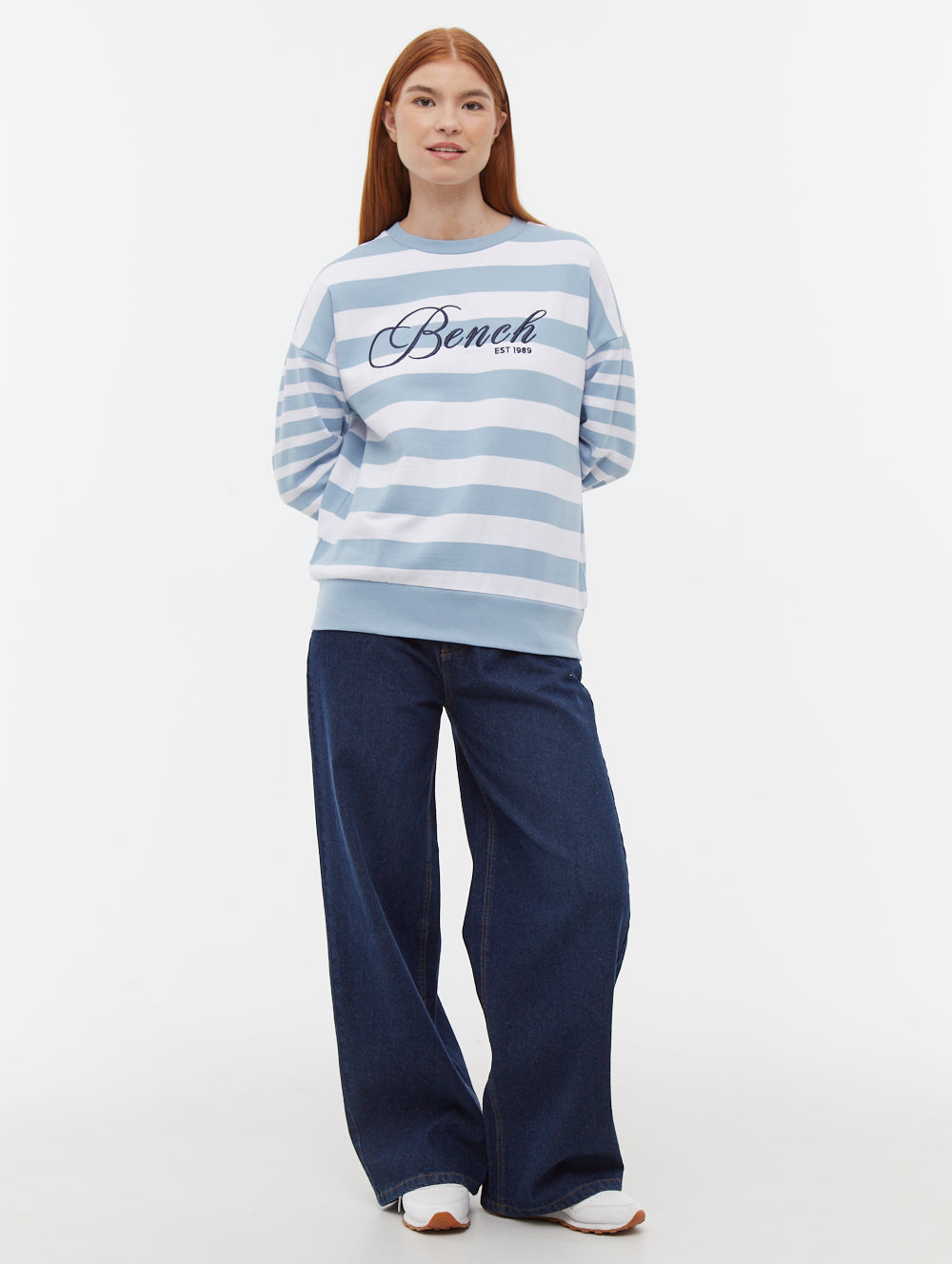 Hanneli Striped Crew Neck Sweatshirt