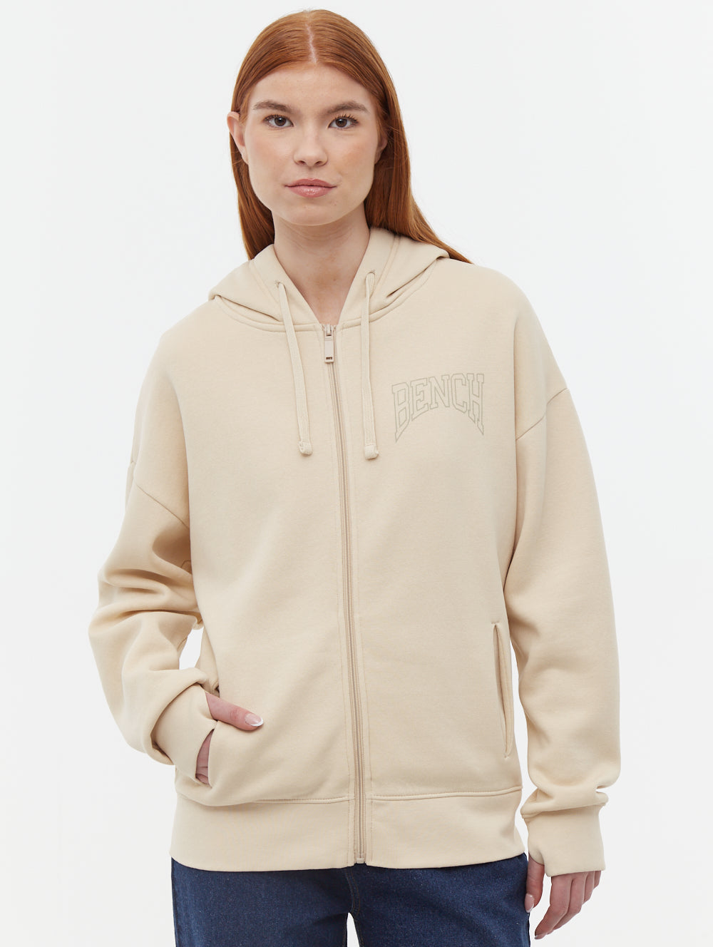 Zira Beige Zips Oversized Graphic Front Back Shot 1