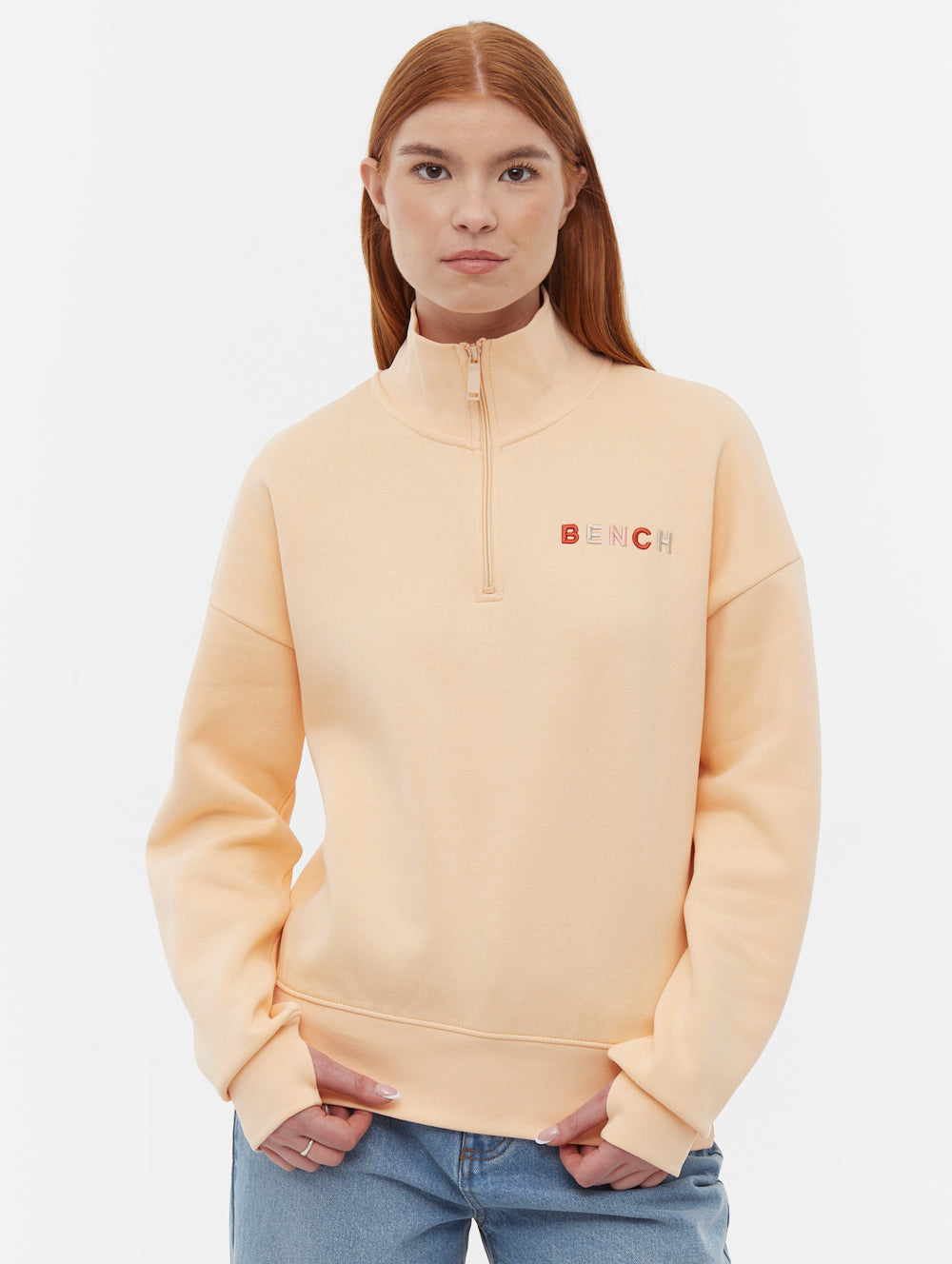Huntley Orange Zips 1/4 Embroidery Shot 1