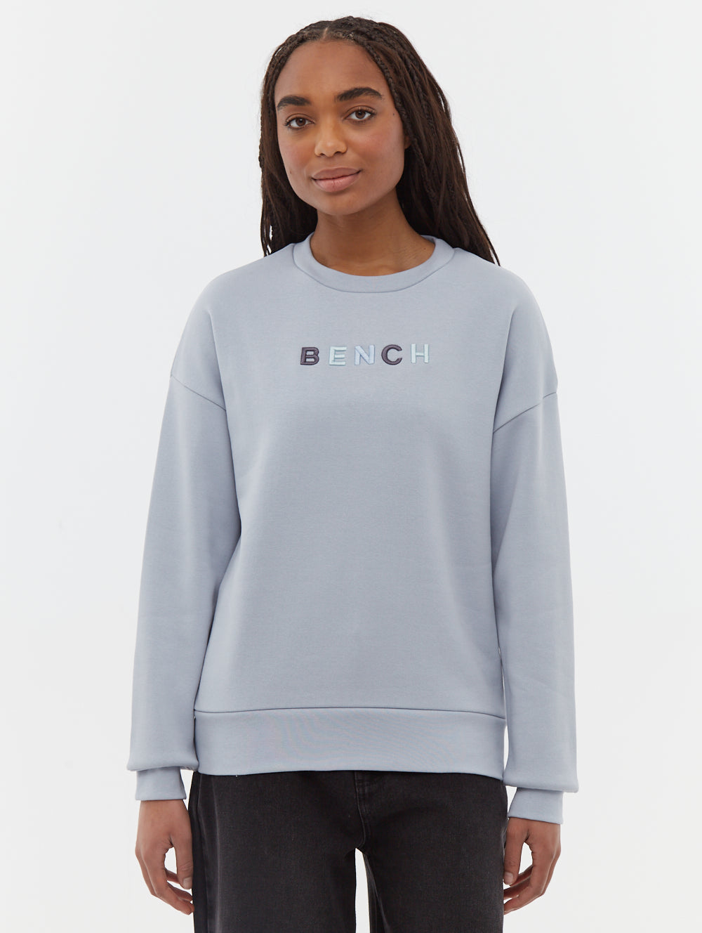 Lilem Blue Crews Oversized Embroidery Front Back Shot 1