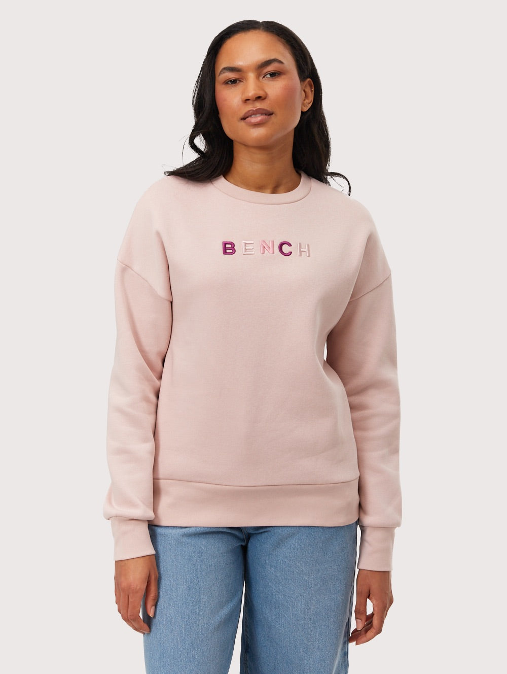 Lilem Pink Crews Oversized Embroidery Front Back Shot 1