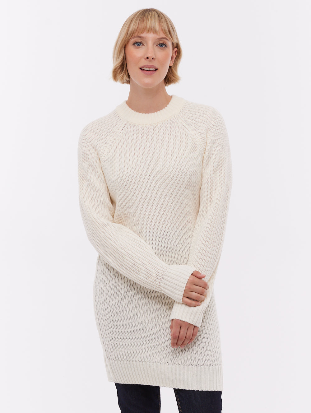 Karlie Rib Knit Sweater Dress - White