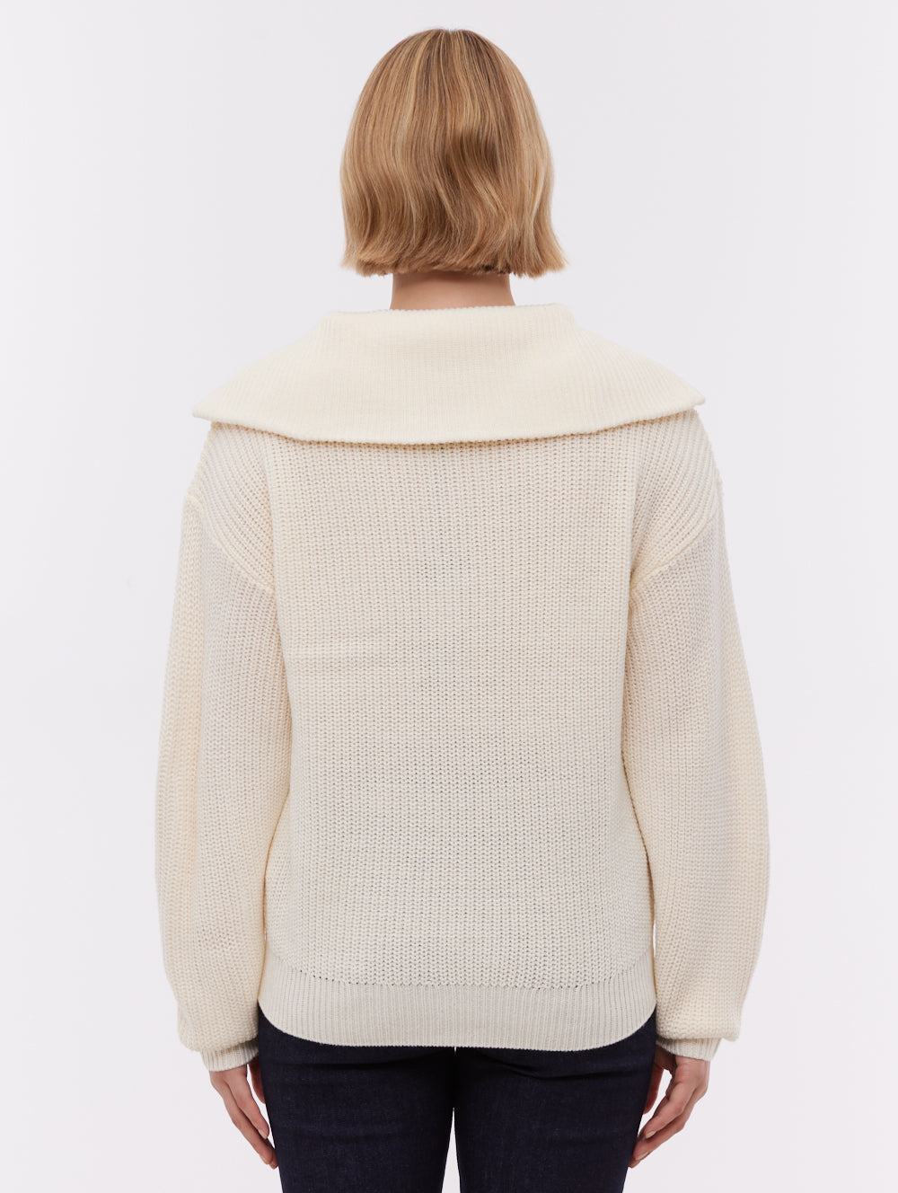 Thurynn Oversize Zippered Funnel Sweater - White