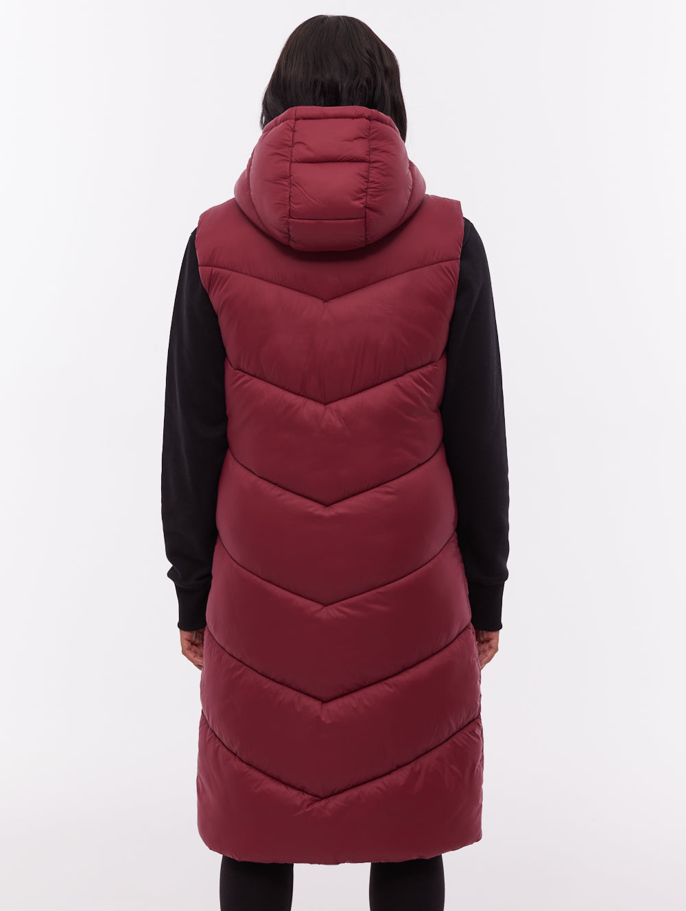 Illy Longline Chevron Puffer Vest - Red