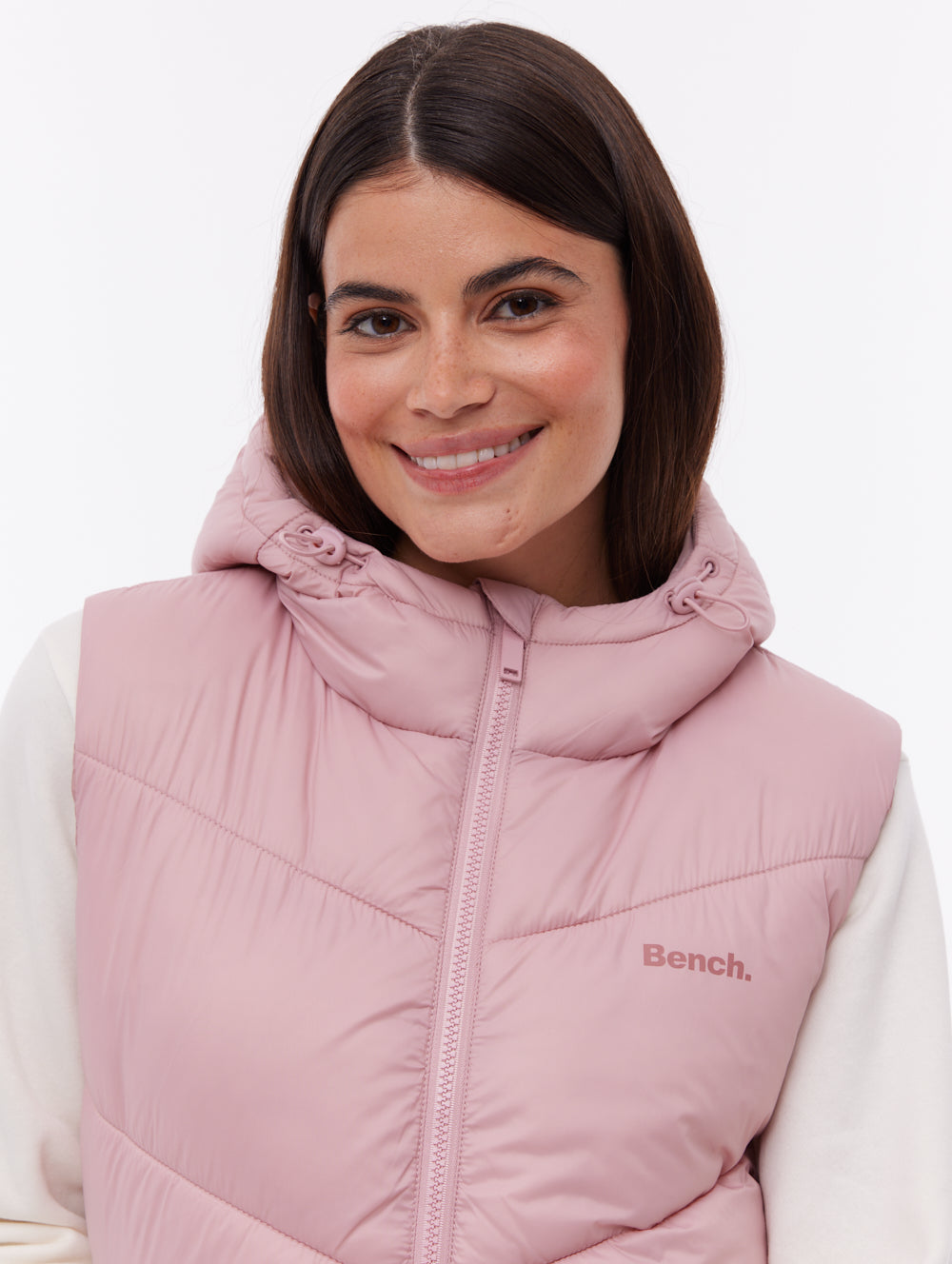 Illy Longline Chevron Puffer Vest - Pink