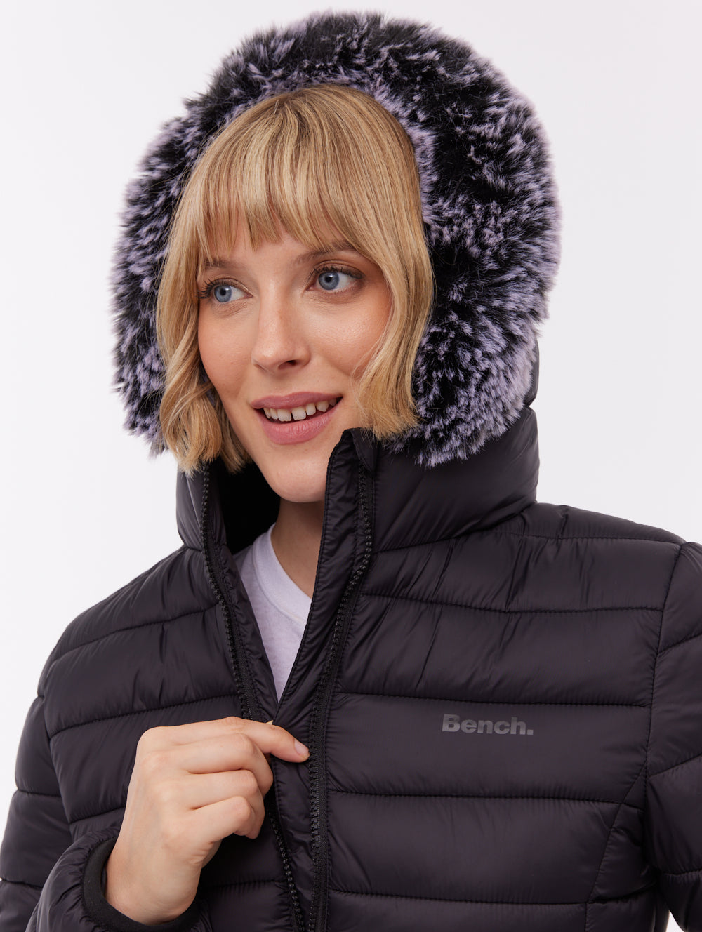 Harel Black BK001 Outerwear Jackets With Faux Fur Hood Shot 3
