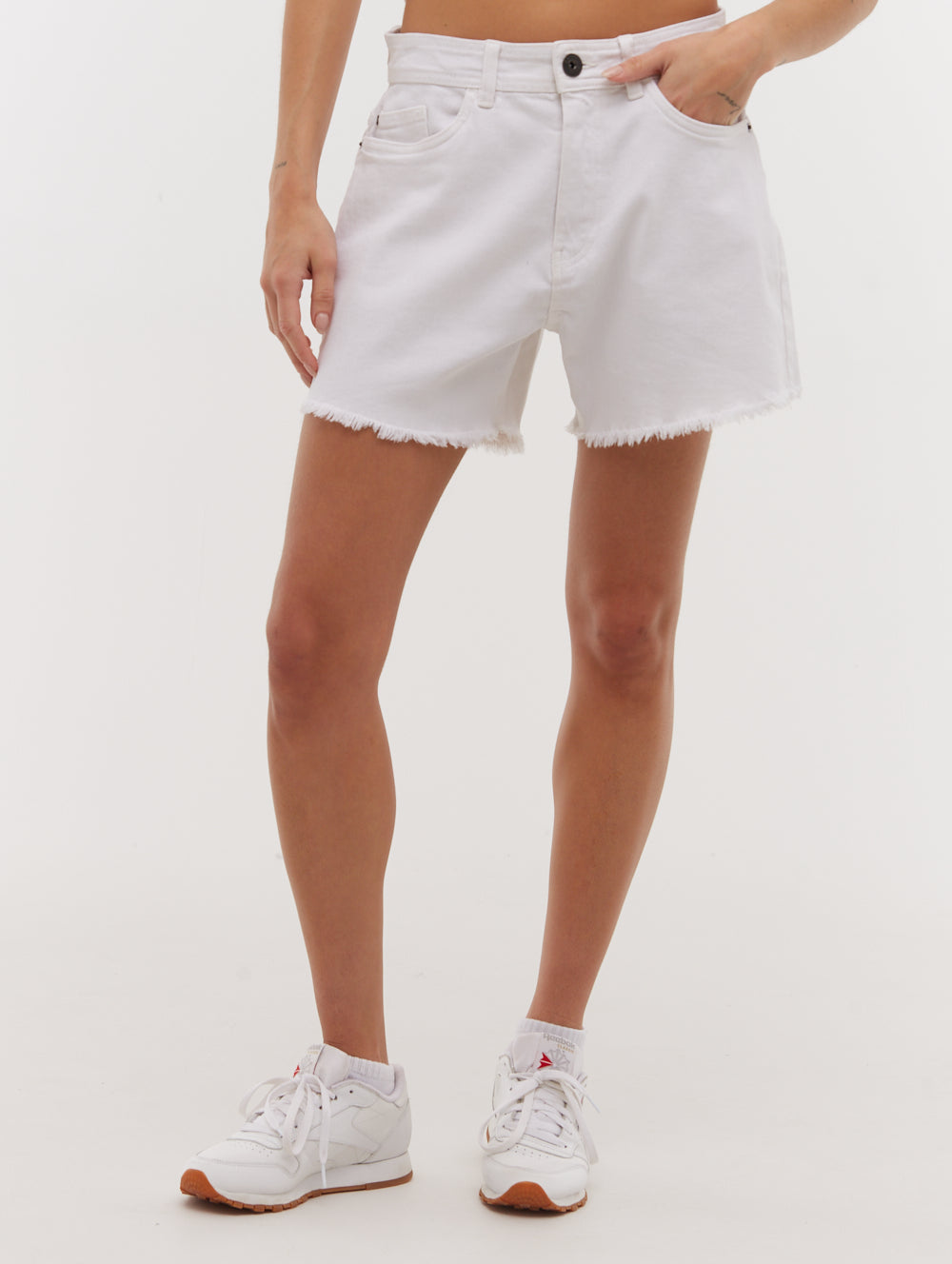 Kaylie White Shorts Denim Shot 1