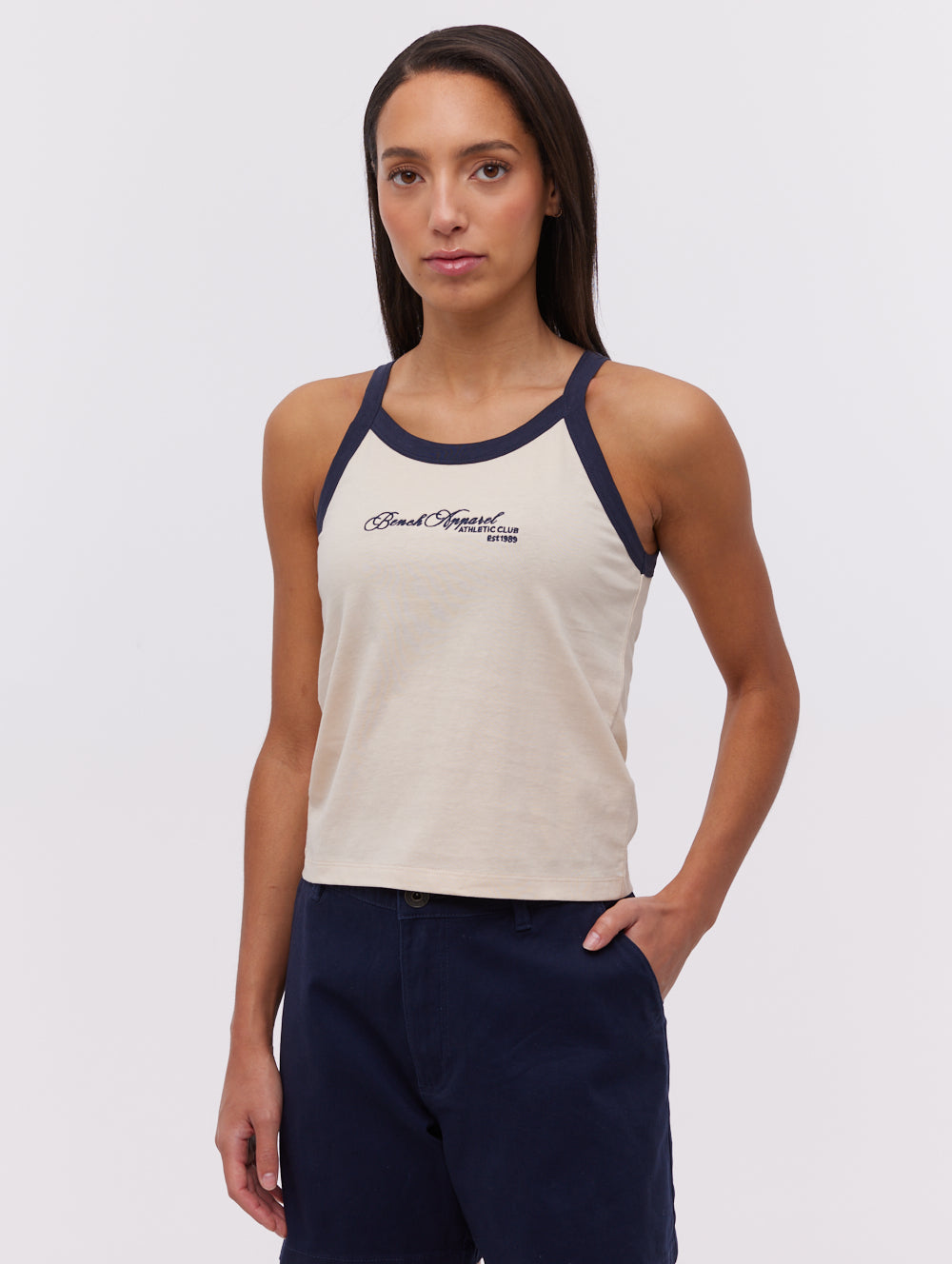 Kiyomi Beige Tanks Embroidery Shot 1
