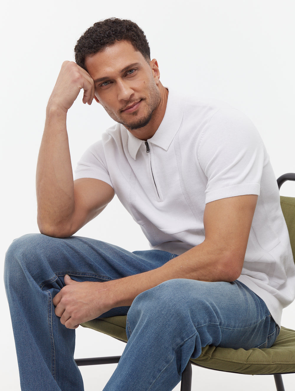 Navaro Grid Pattern Polo Shirt