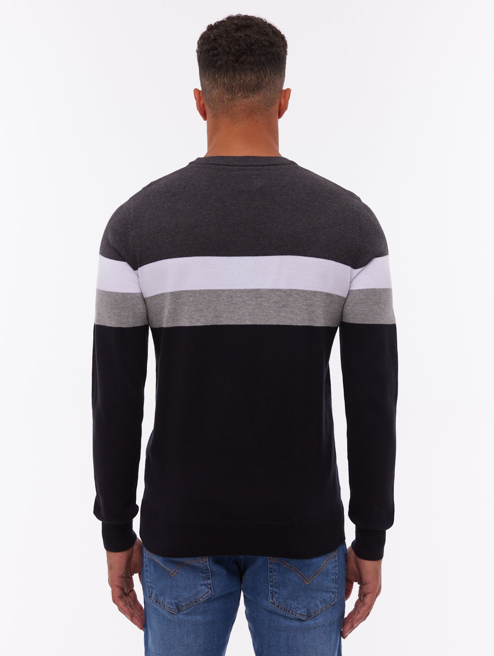 Jayani Black BK001 Knit Crews Striped Colourblock  Shot 3