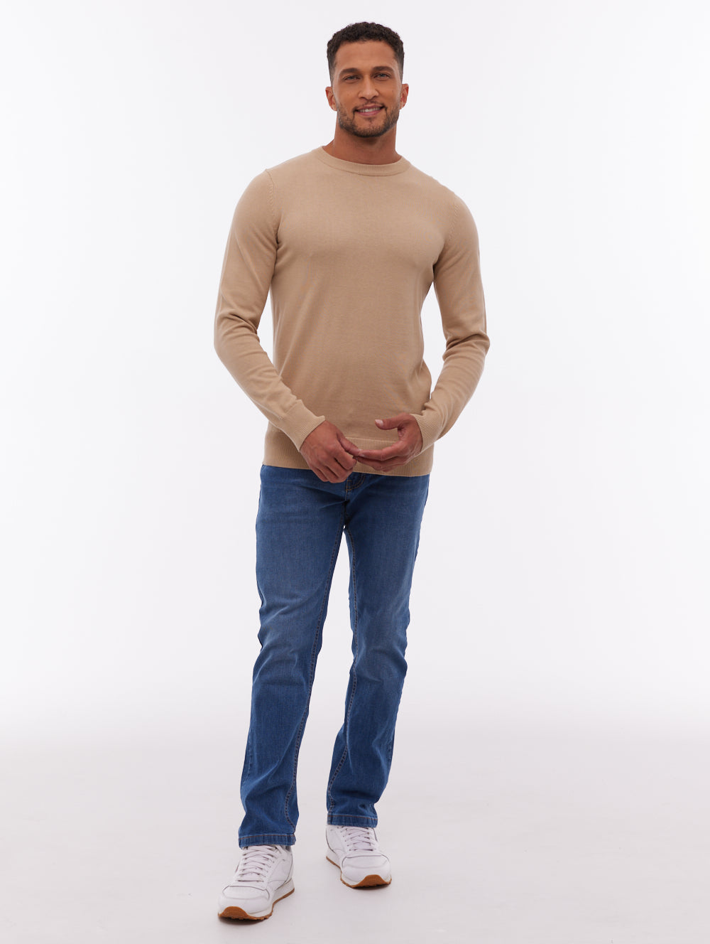Vietro Beige ST036 Knit Crews Fine Gauge  Shot 1